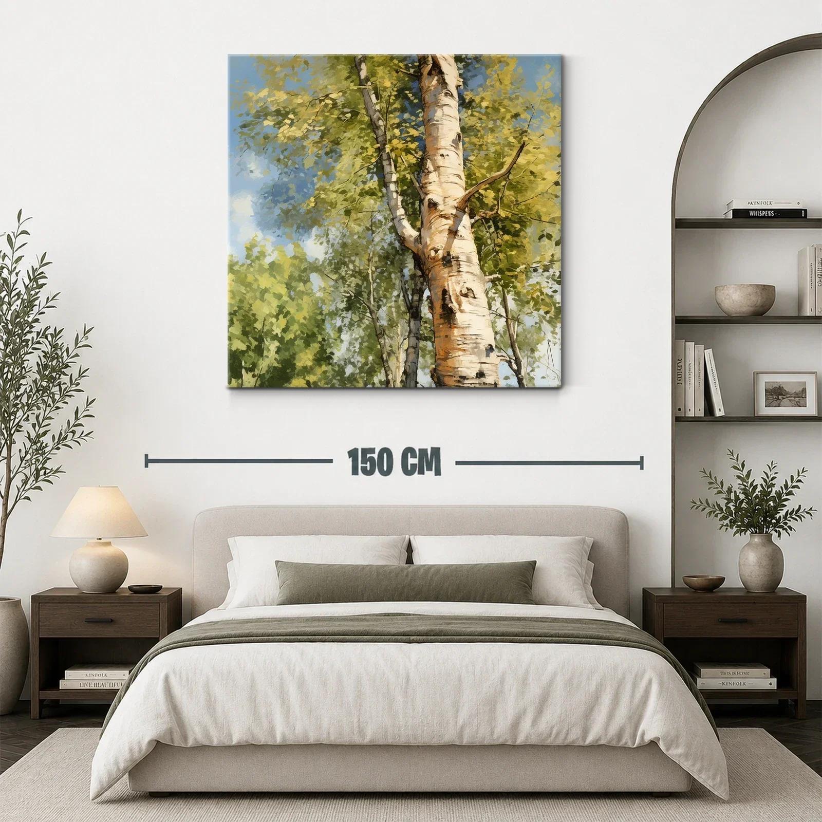 Árbol de abedul con follaje en tonos verdes y cielo azul — miniatura 3