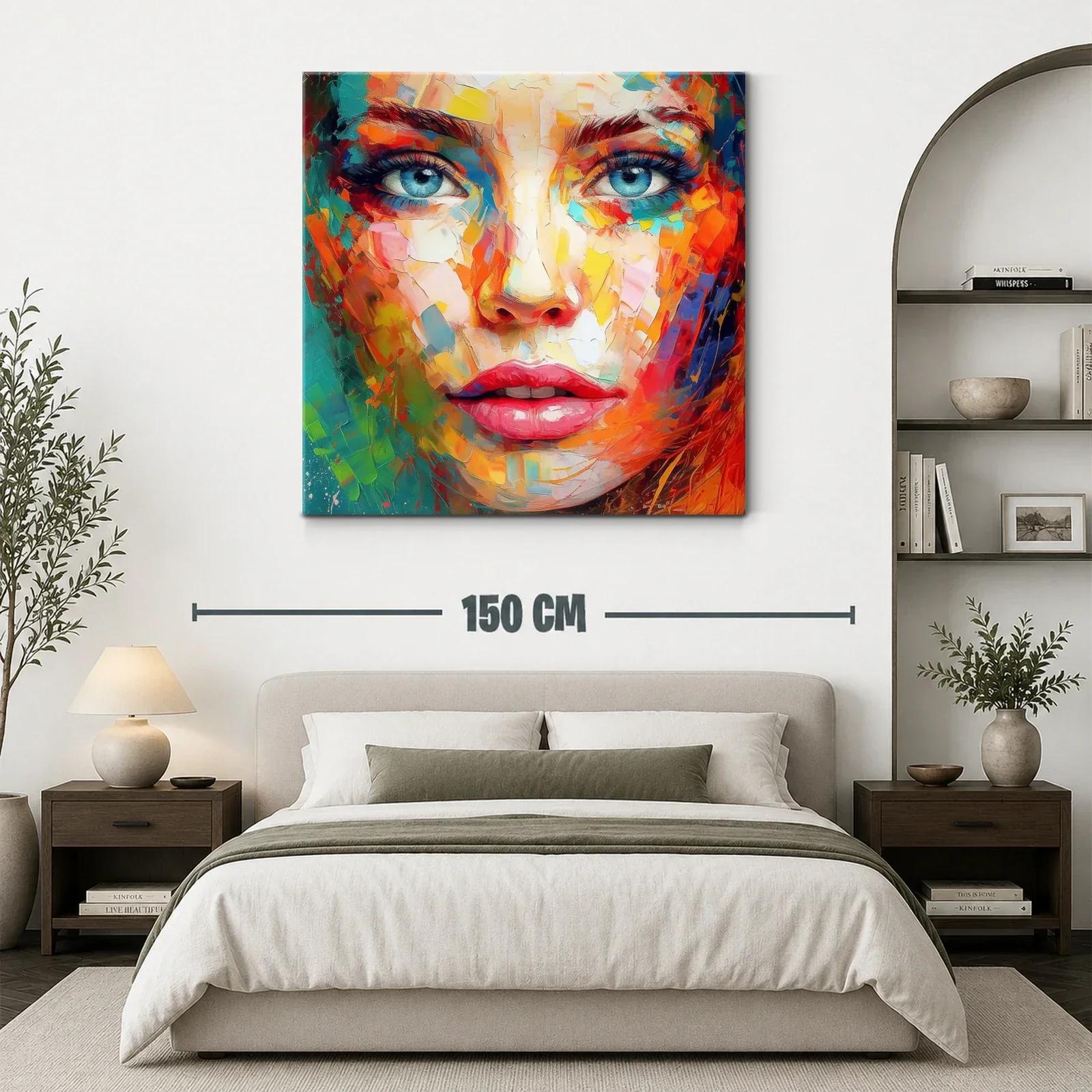 Retrato vibrante con rostro femenino y ojos azules profundos — miniatura 3