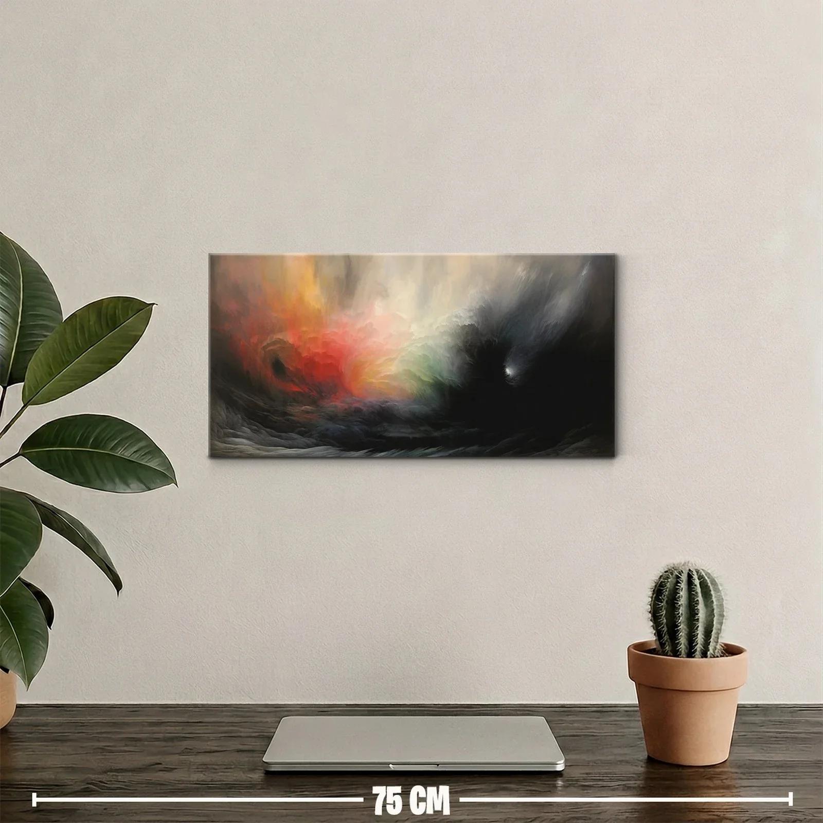 Cuadro tormenta abstracta con remolino oscuro y destellos cálidos — miniatura 2