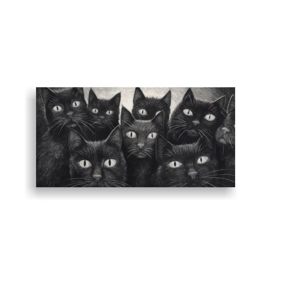 Cuadro grupo de gatos negros con rostros superpuestos — imagen principal