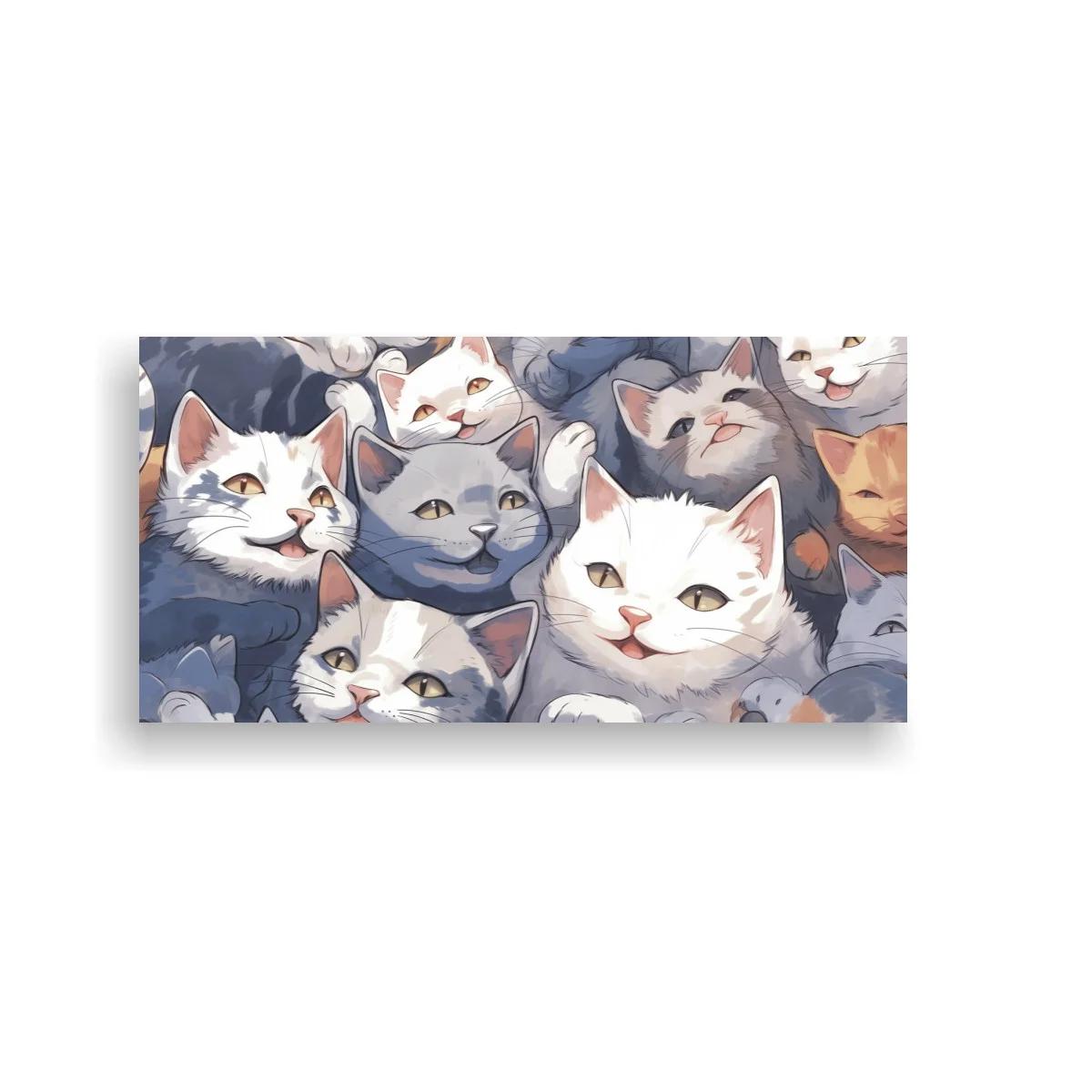 Cuadro grupo de gatos con rostros y patas delanteras visibles — imagen principal