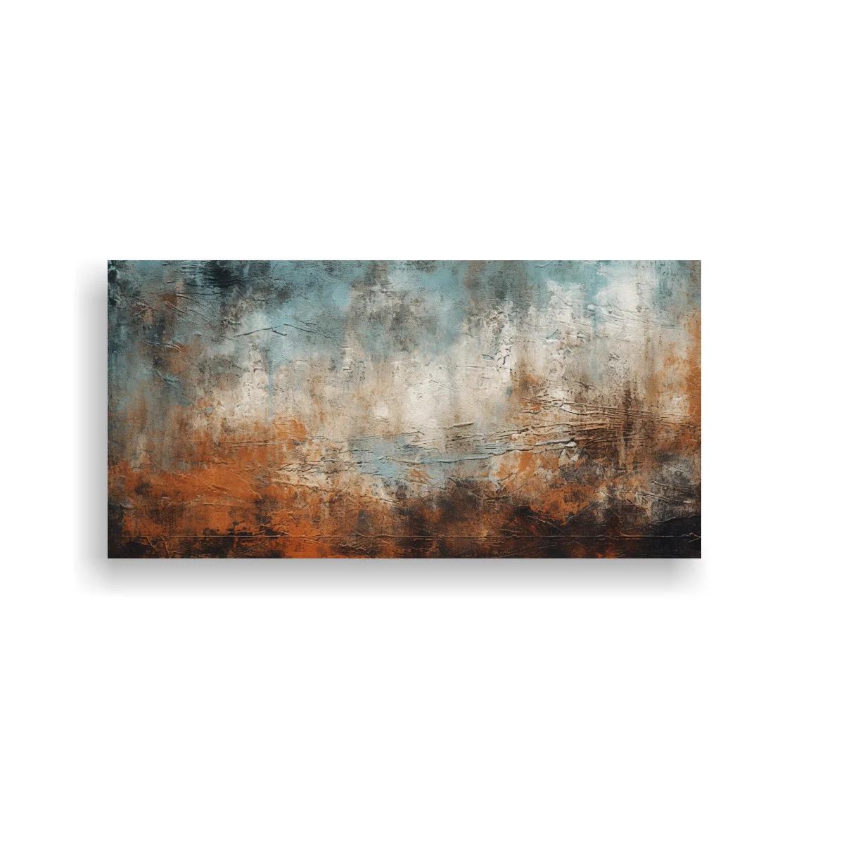 Cuadro paisaje abstracto con franja oscura y veladuras brumosas — imagen principal