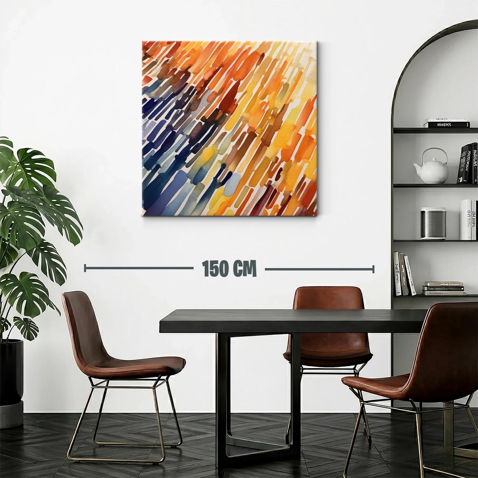 Arte abstracto con tonos cálidos y fríos en trazos verticales — miniatura 2