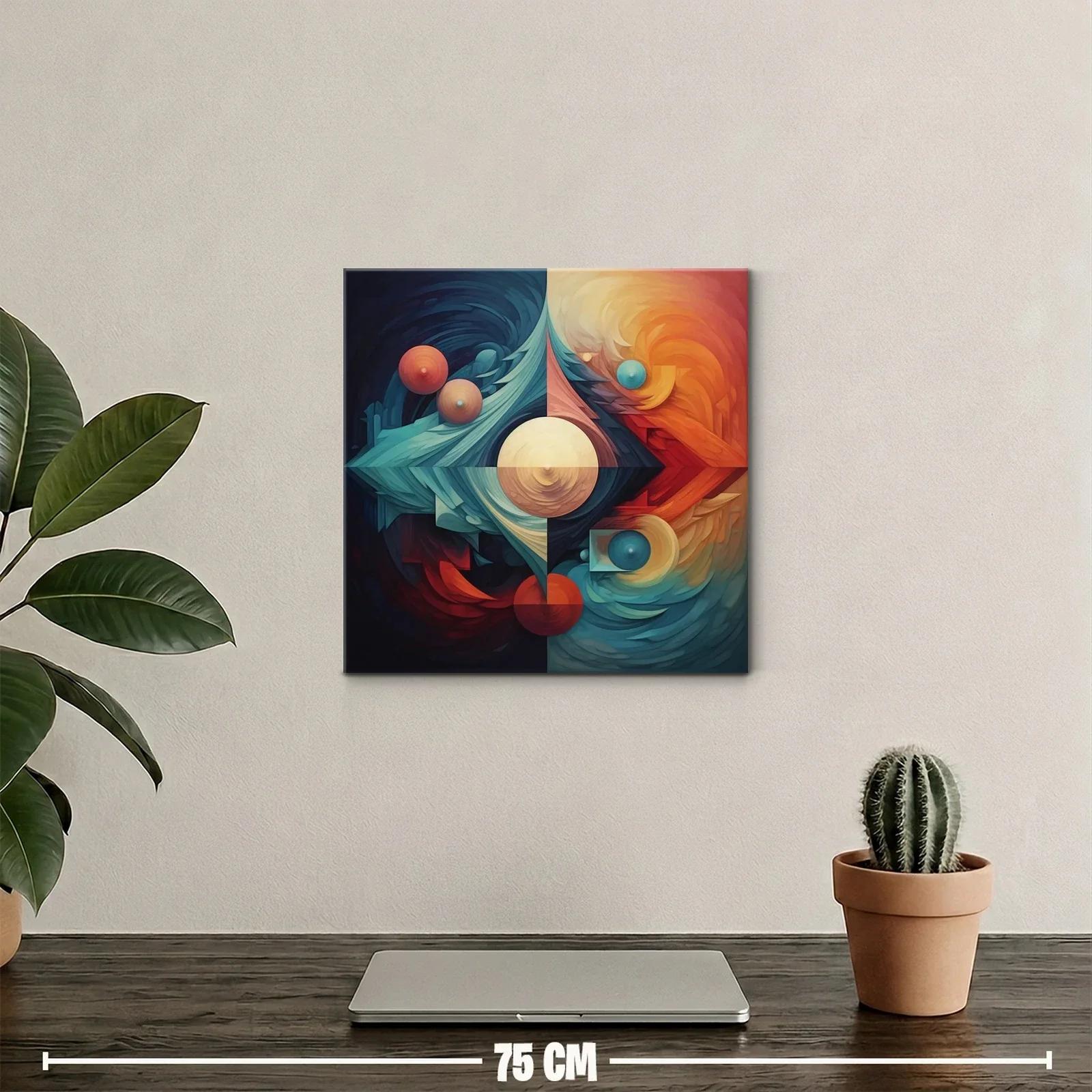Composición abstracta con formas geométricas y esferas vibrantes — miniatura 2