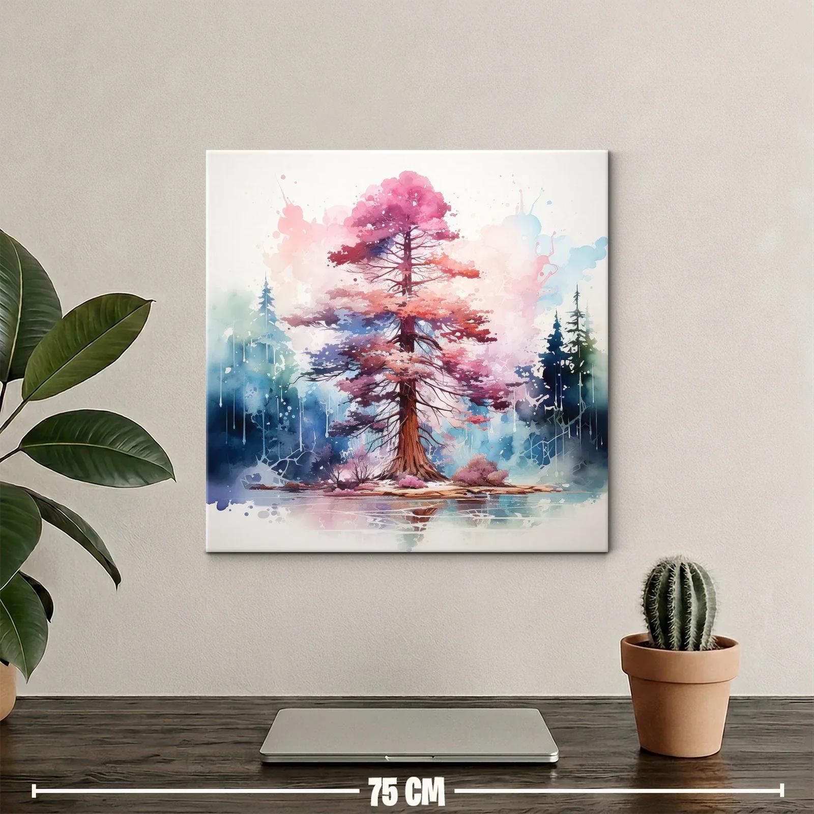 Árbol en tonos rosas y azules con reflejo en agua — miniatura 2