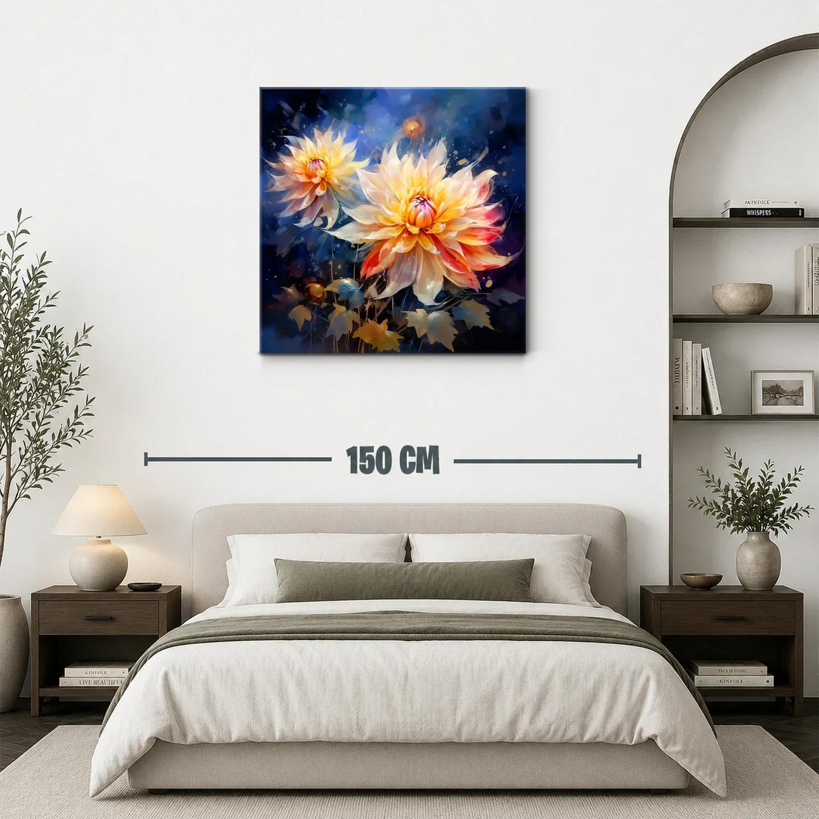 Flores en tonos cálidos con fondo azul profundo y vibrante — miniatura 3