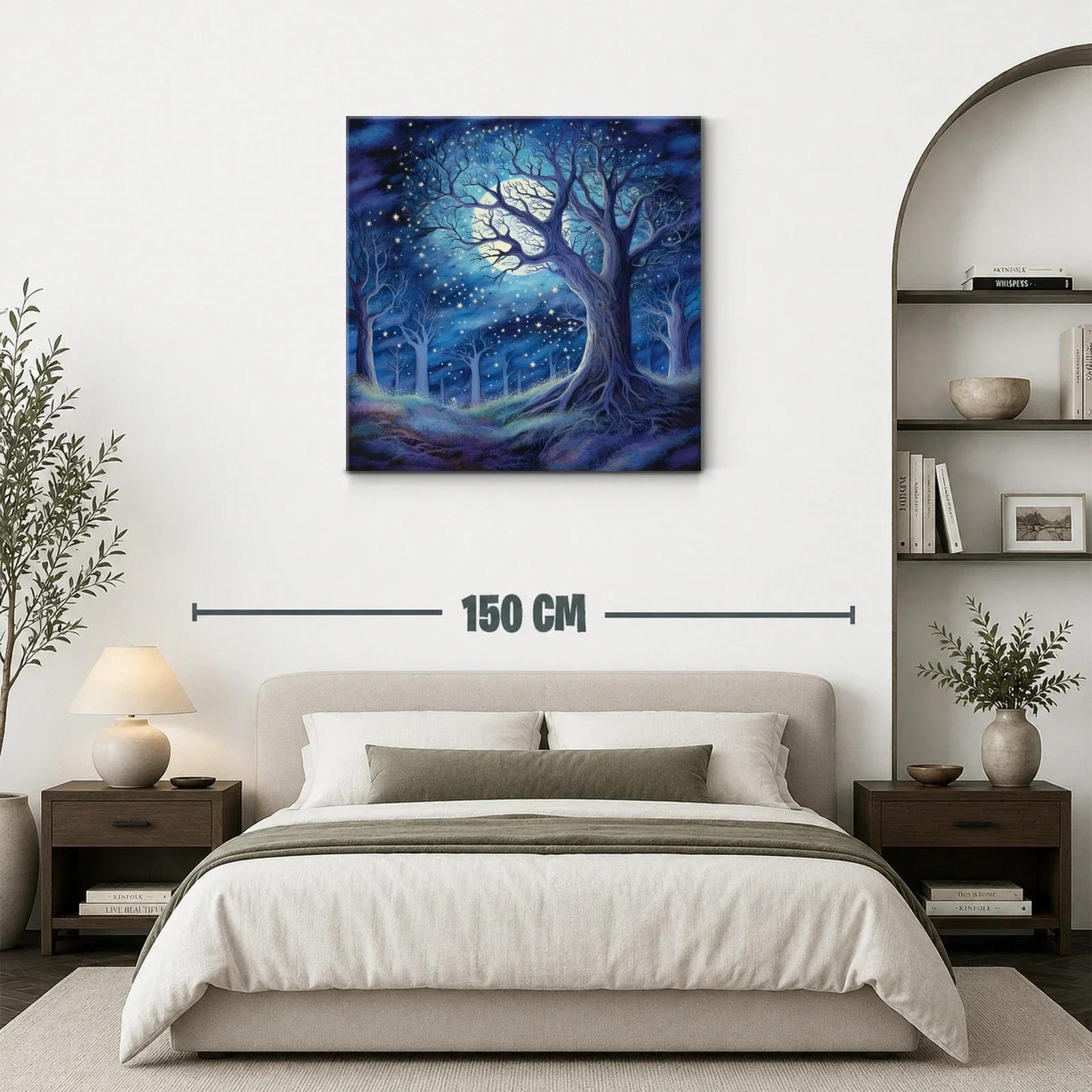 Bosque encantado bajo luna brillante y estrellas — miniatura 3