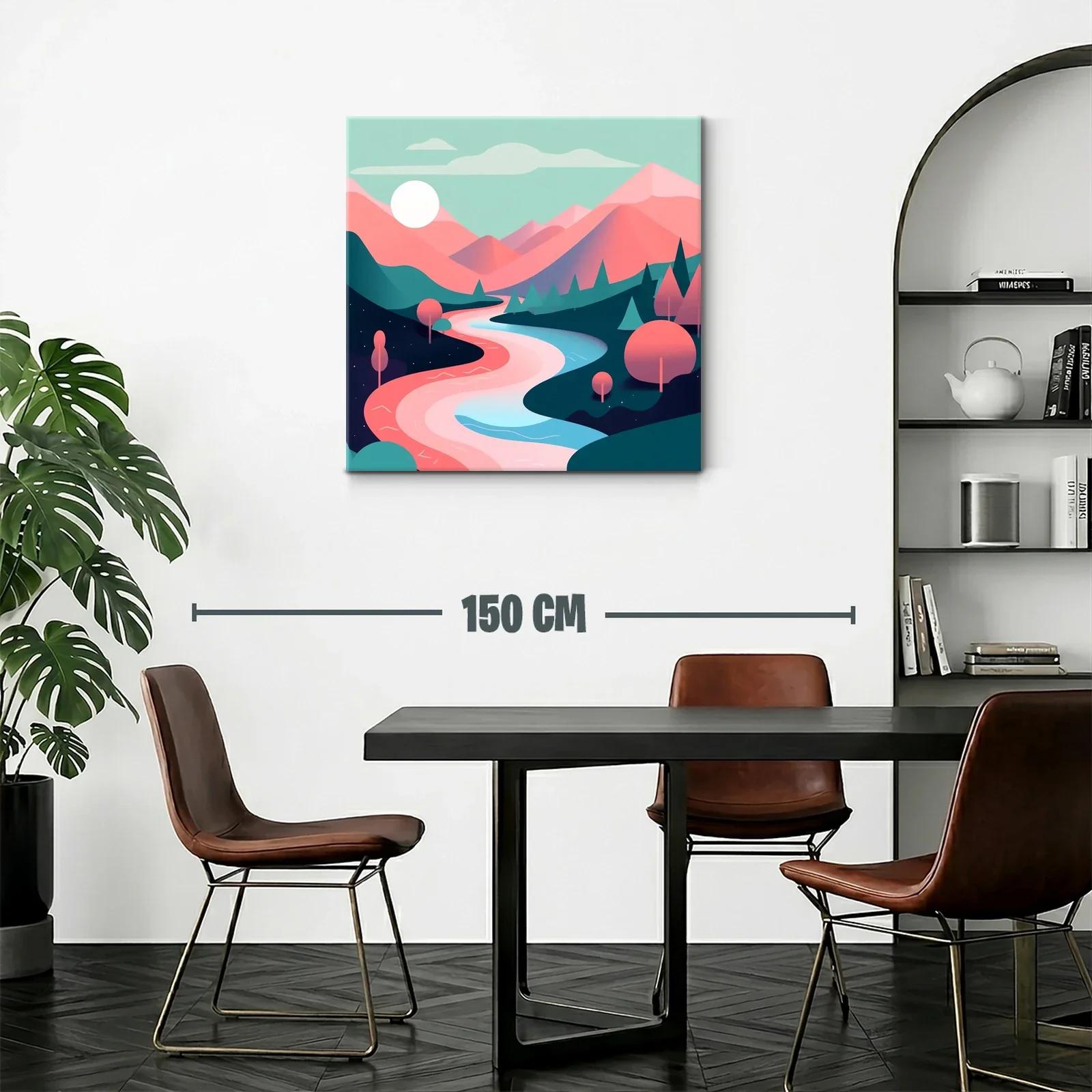 Paisaje cromático de río y montañas en tonos pastel — miniatura 2