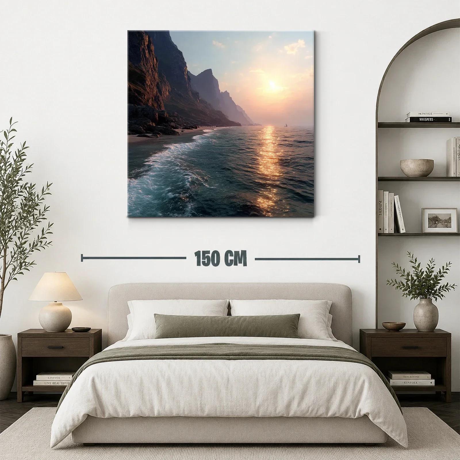 Atardecer en acantilados junto al mar tranquilo y sereno — miniatura 3