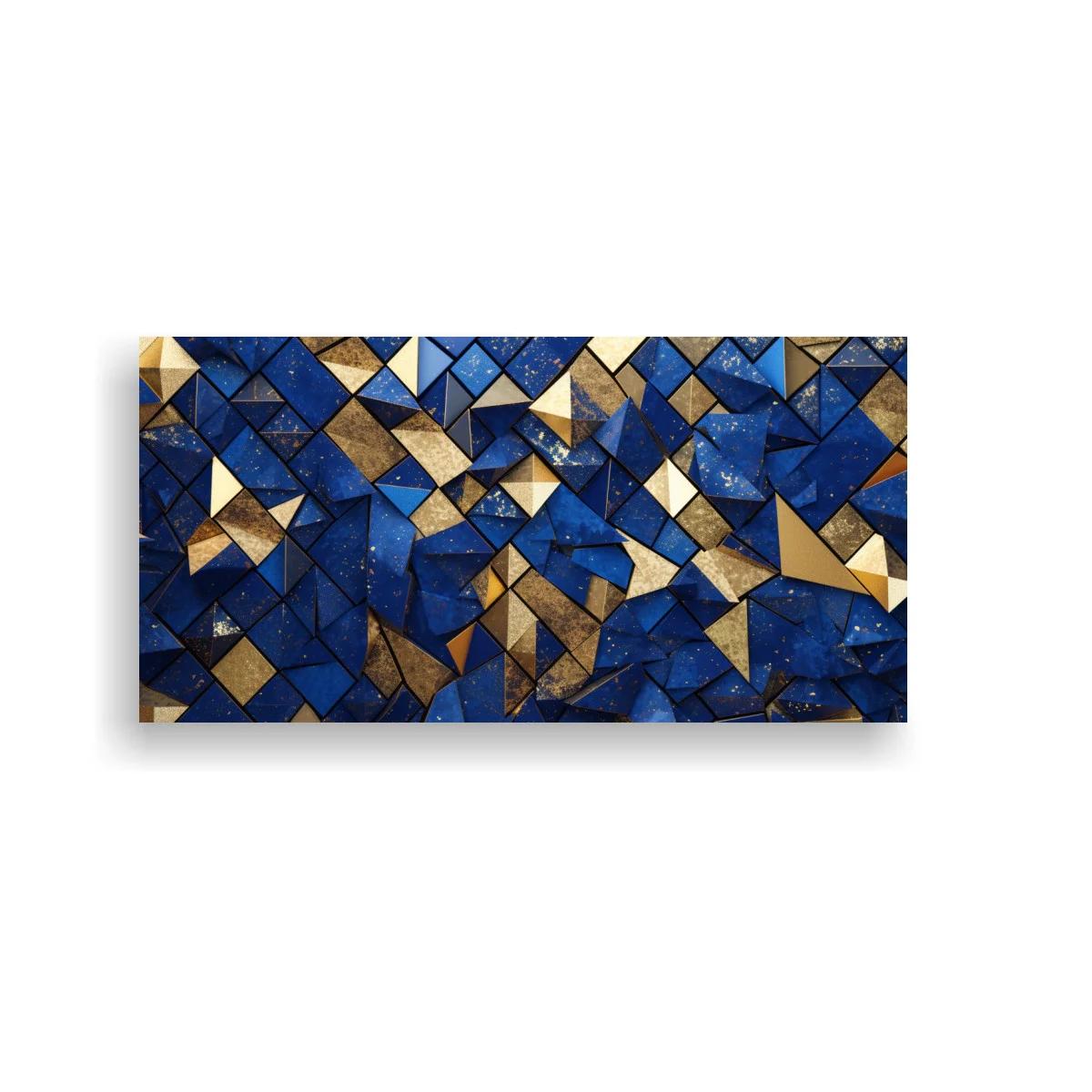Cuadro mosaico geométrico azul y dorado — imagen principal