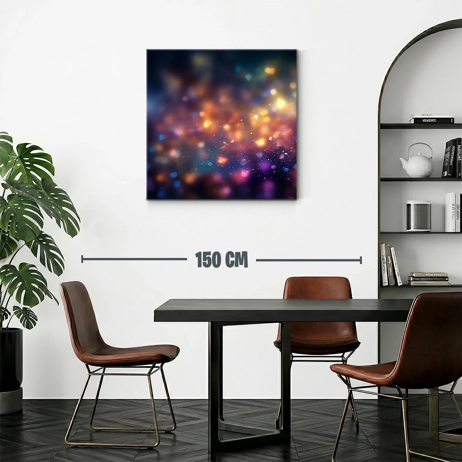 Cuadro abstracto luces difusas en tonos cálidos y fríos — miniatura 2