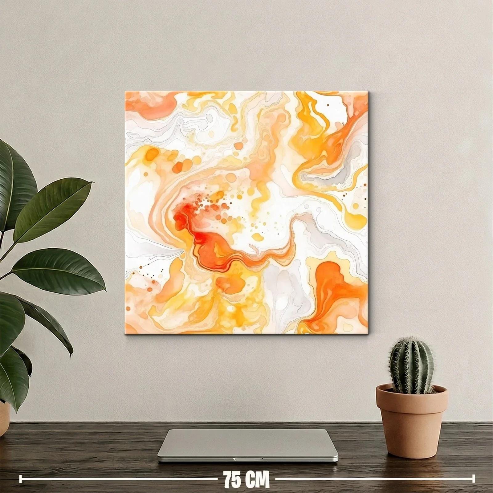 Cuadro abstracto con fluidez y tonos cálidos vibrantes — miniatura 2