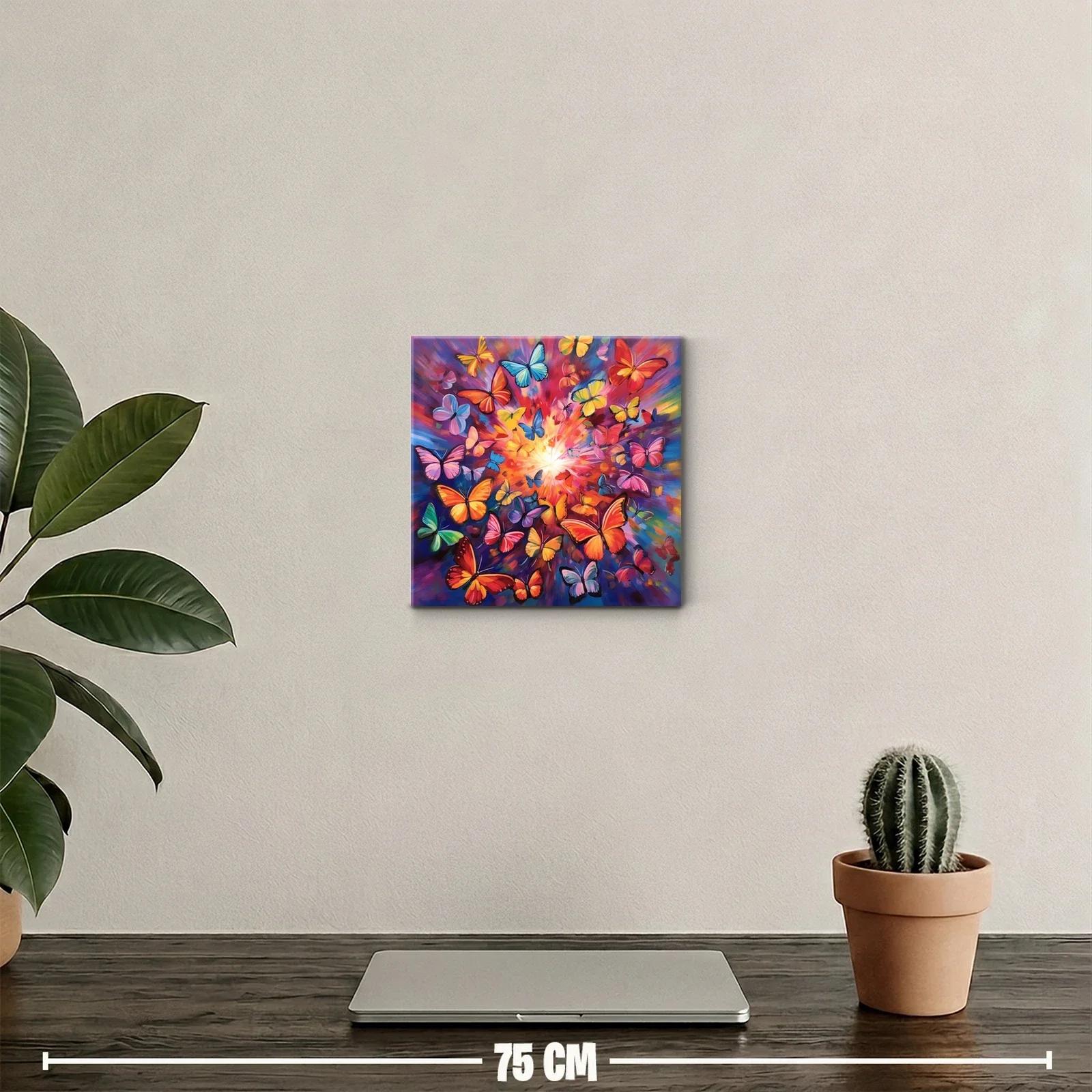 Cuadro decorativo con mariposas multicolor vibrantes — miniatura 2