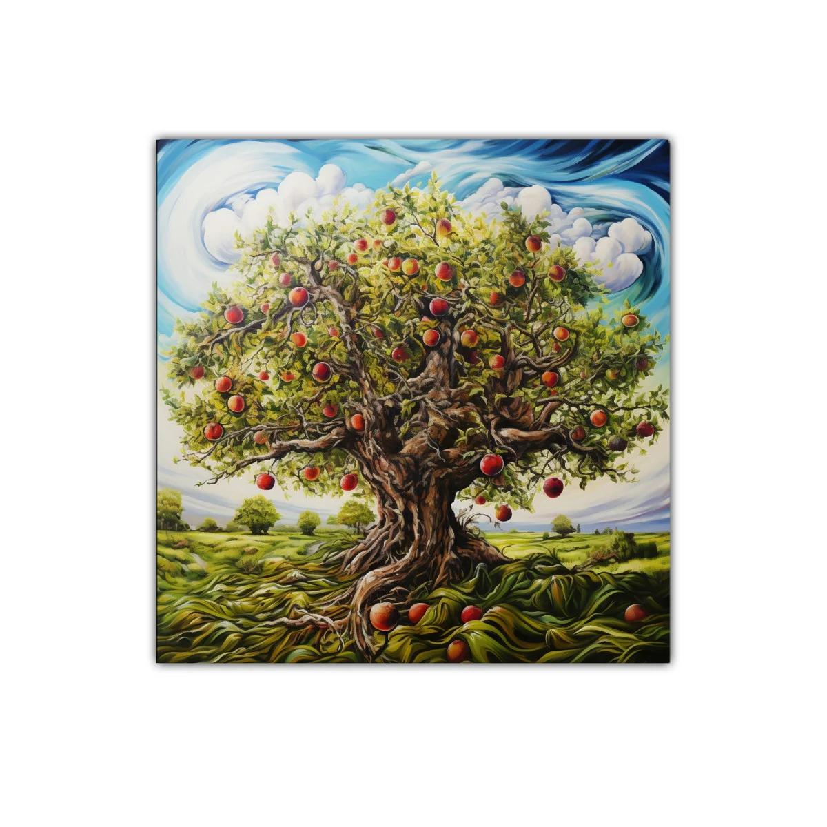 Árbol frutal exuberante con manzanas rojas maduras — miniatura 1