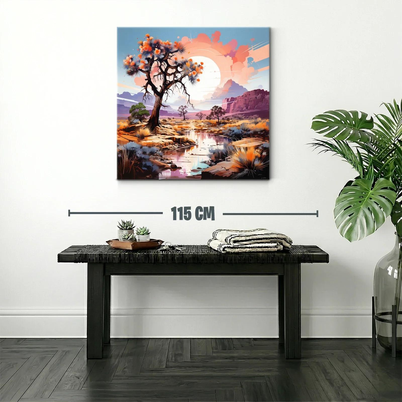 Paisaje desértico con árbol y reflejos al atardecer — miniatura 2