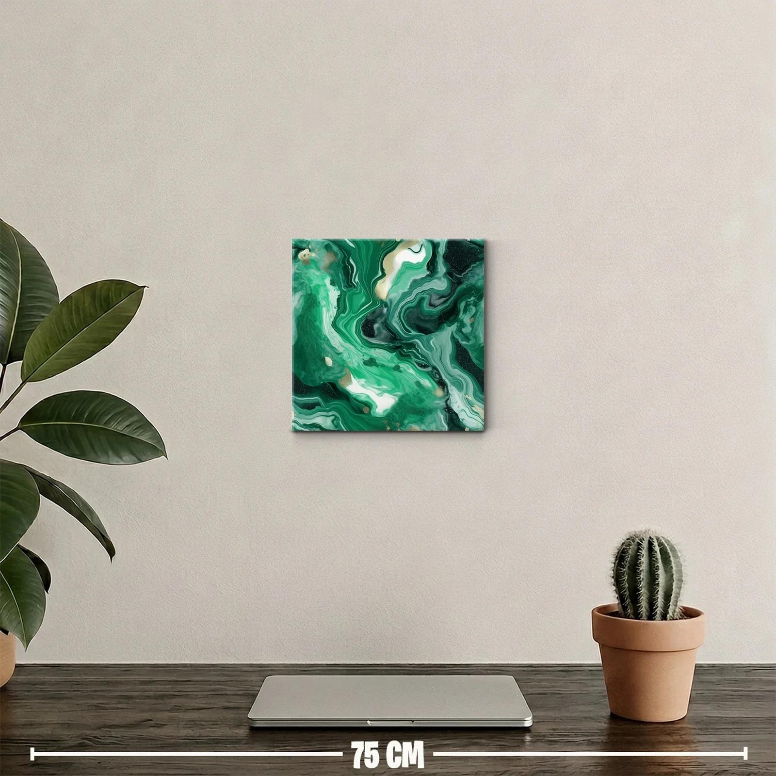 Arte abstracto con tonos verdes y detalles dorados — miniatura 2