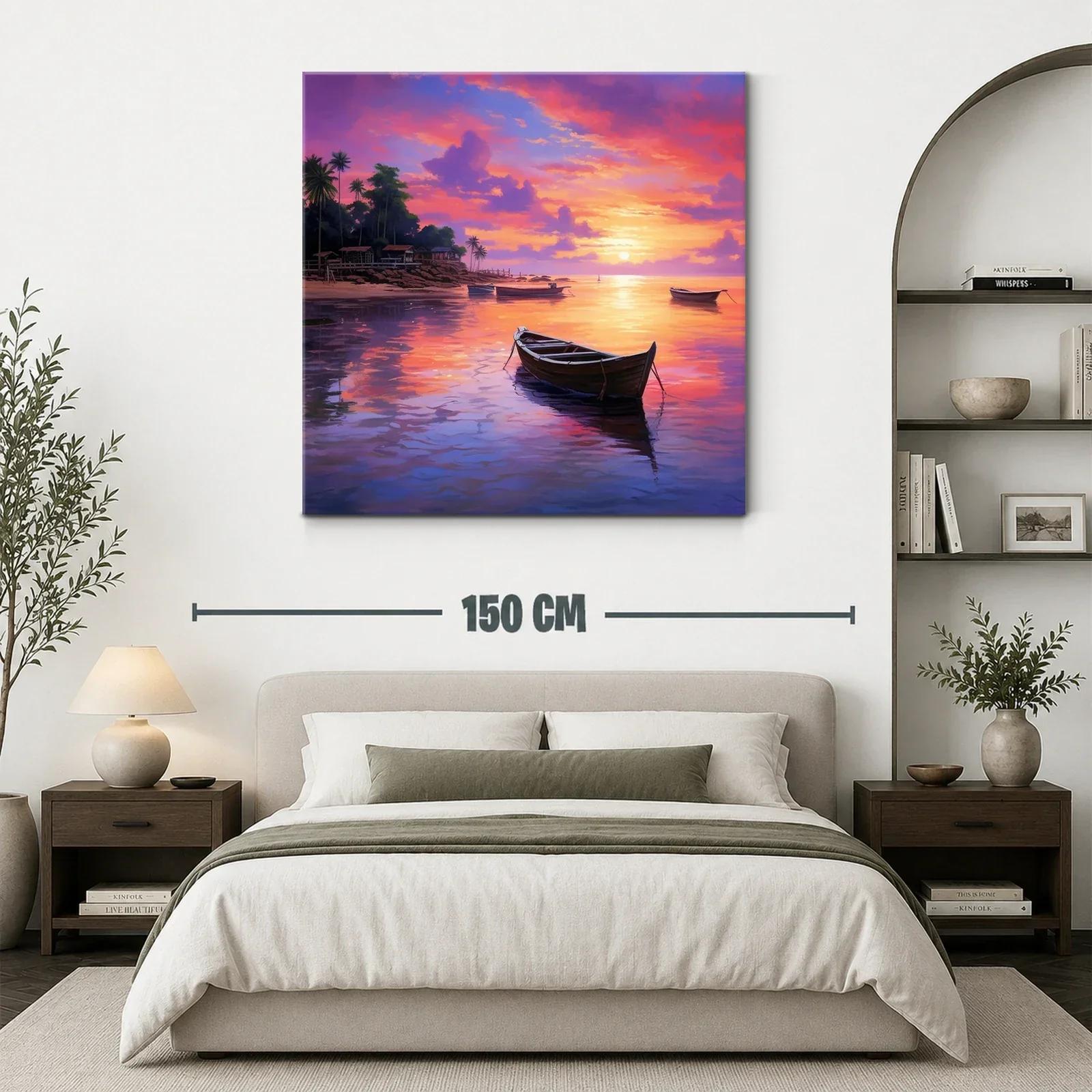 Atardecer sereno con barcos en aguas tranquilas — miniatura 3