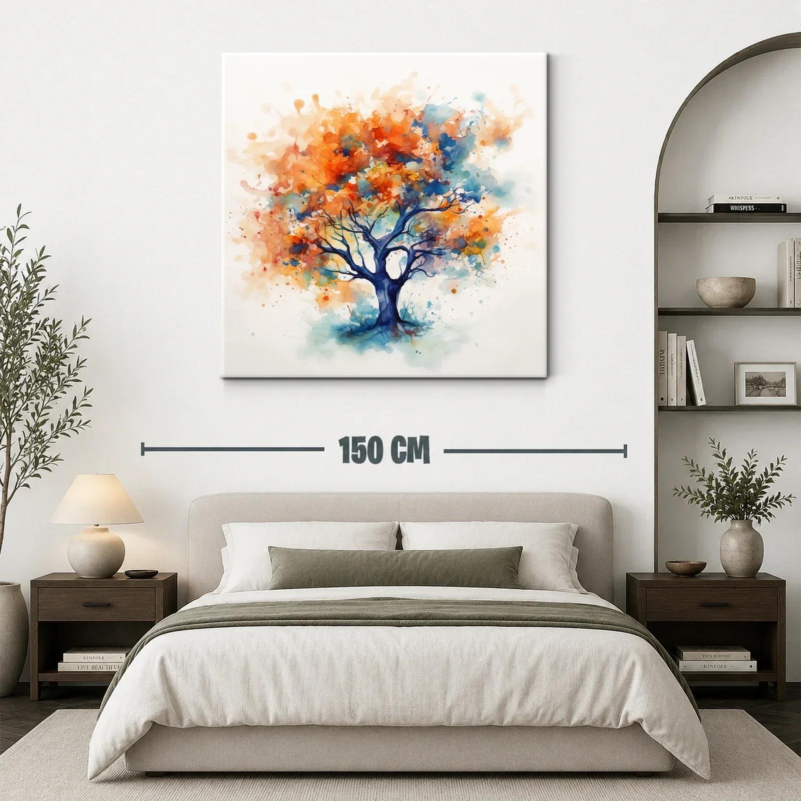 Árbol abstracto en vibrantes tonos otoñales y azules — miniatura 3