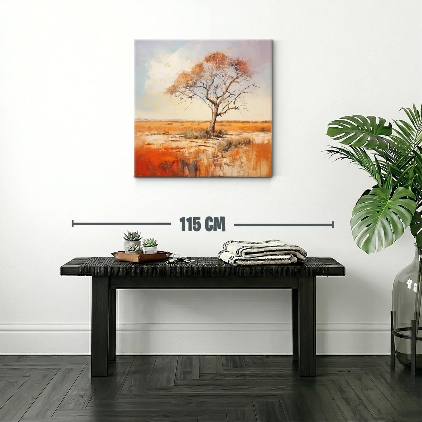 Árbol solitario en paisaje otoñal cálido — miniatura 2