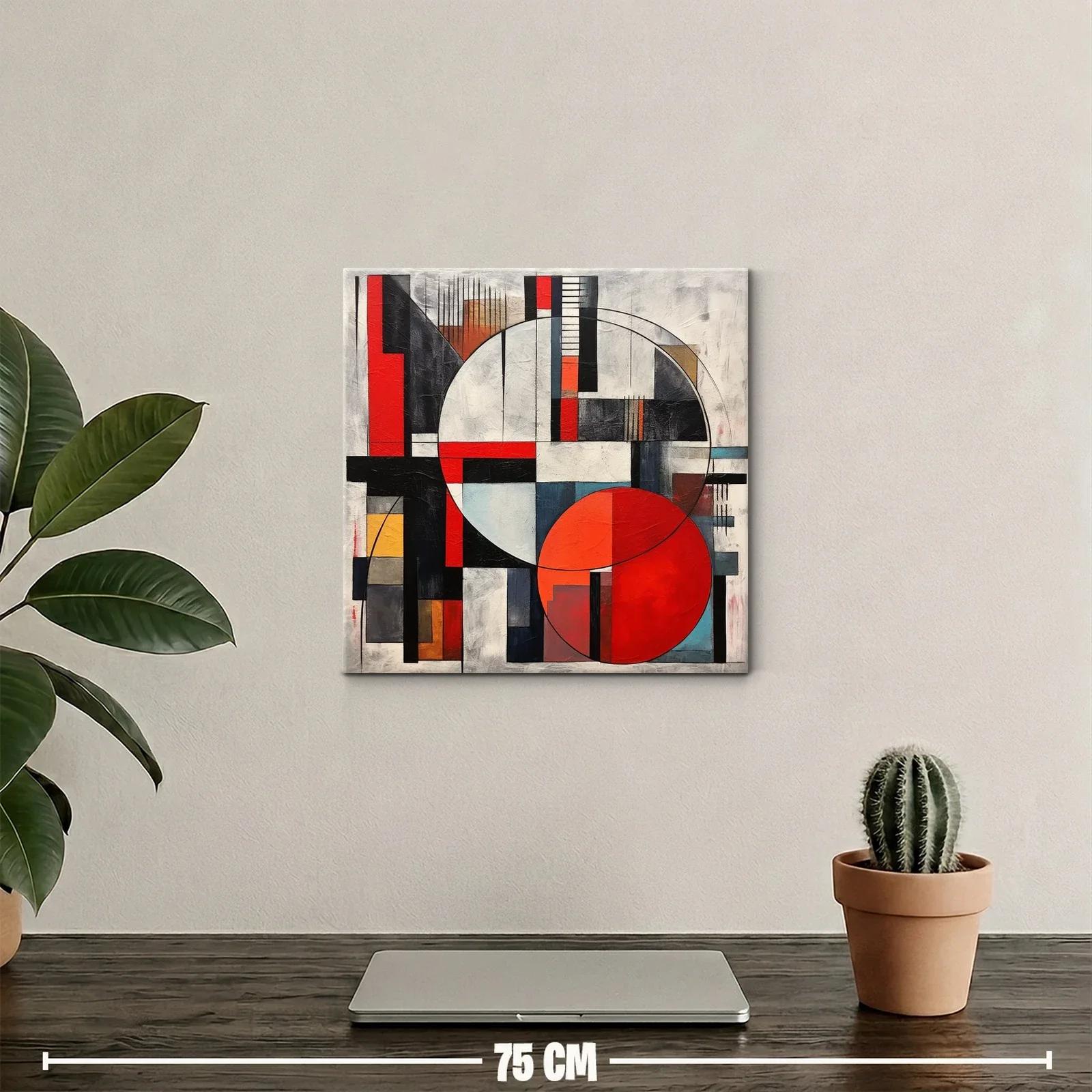Composición geométrica con círculos y líneas en rojo y negro — miniatura 2