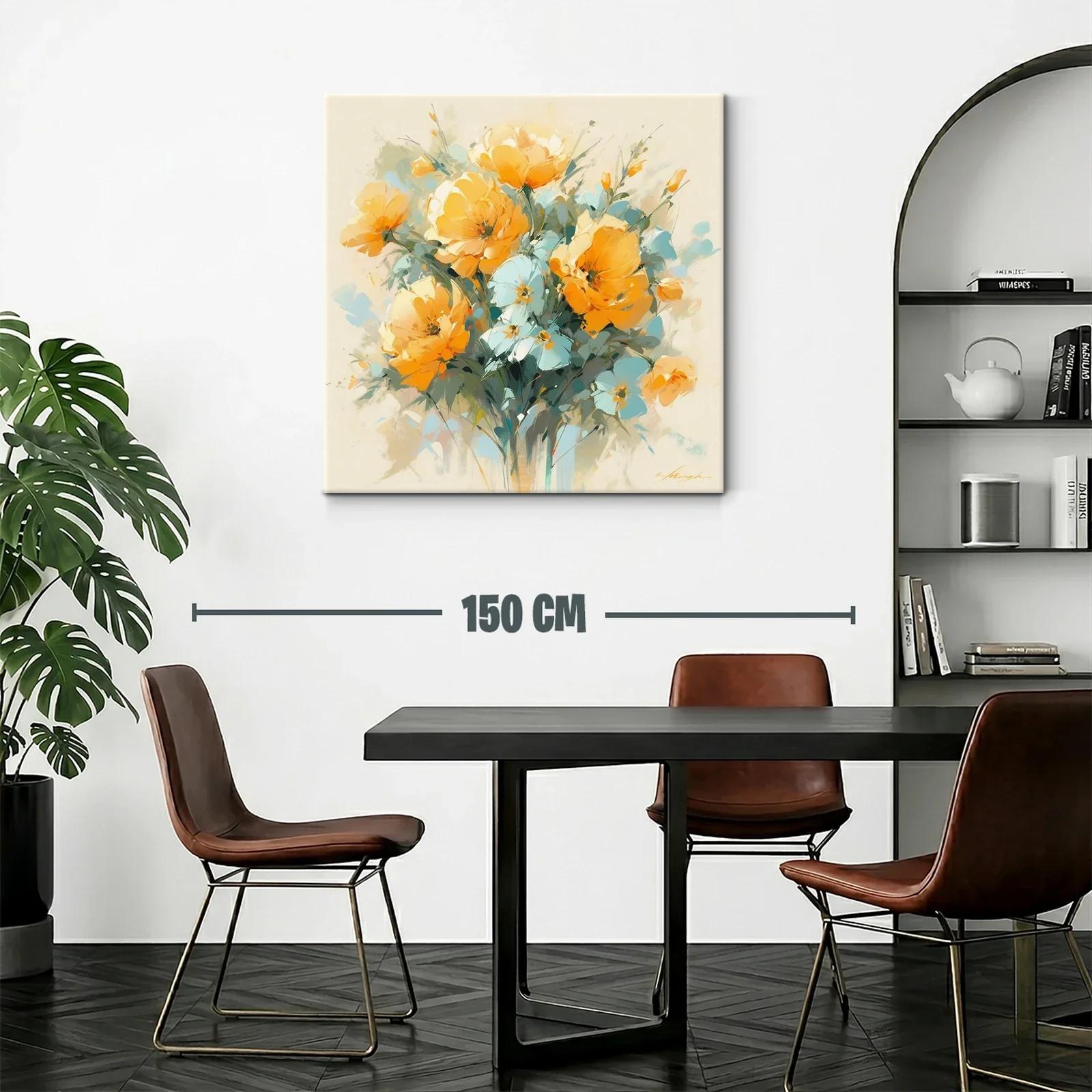 Ramo floral vibrante con tonos cálidos y azules suaves — miniatura 2