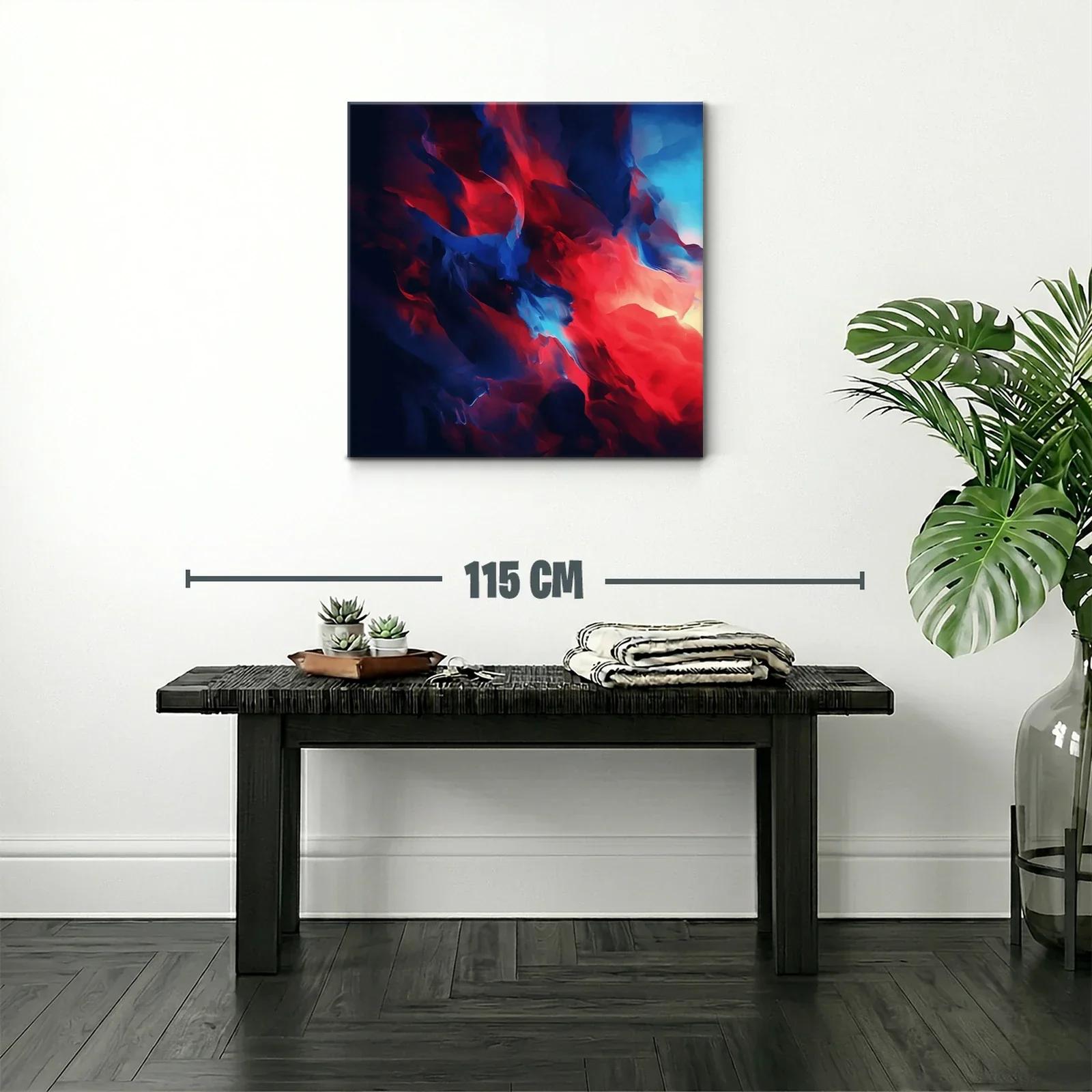 Cuadro abstracto con enérgicos tonos rojos y azules intensos — miniatura 2