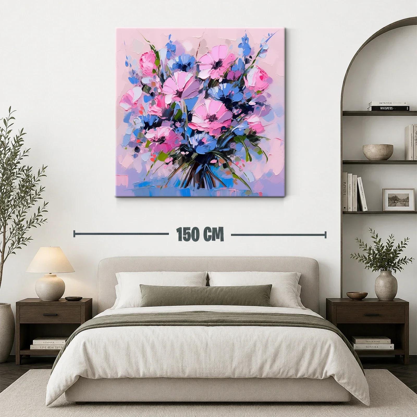Ramo de flores en tonos rosas y azules vibrantes — miniatura 3