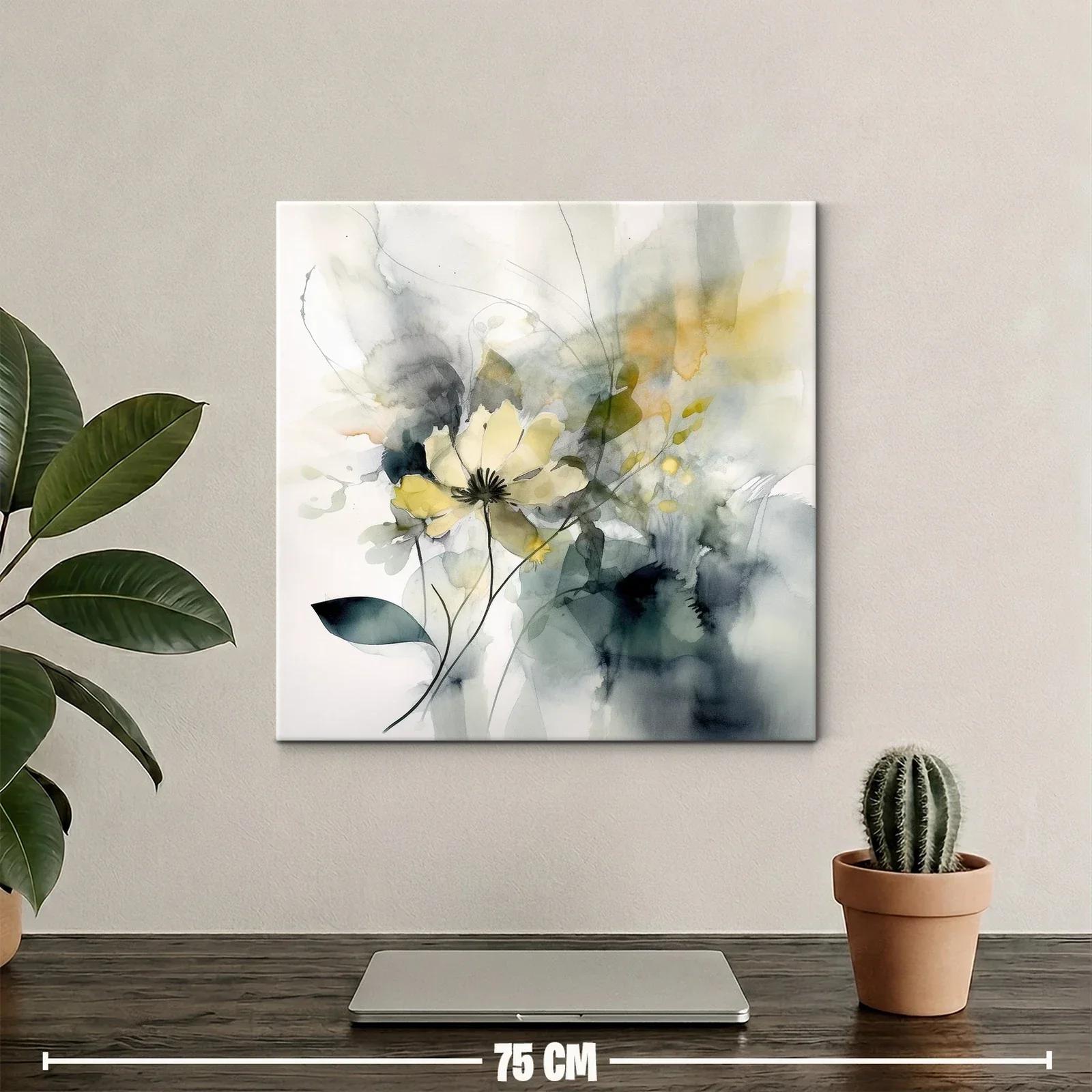 Cuadro floral acuarela en tonos suaves y difuminados — miniatura 2