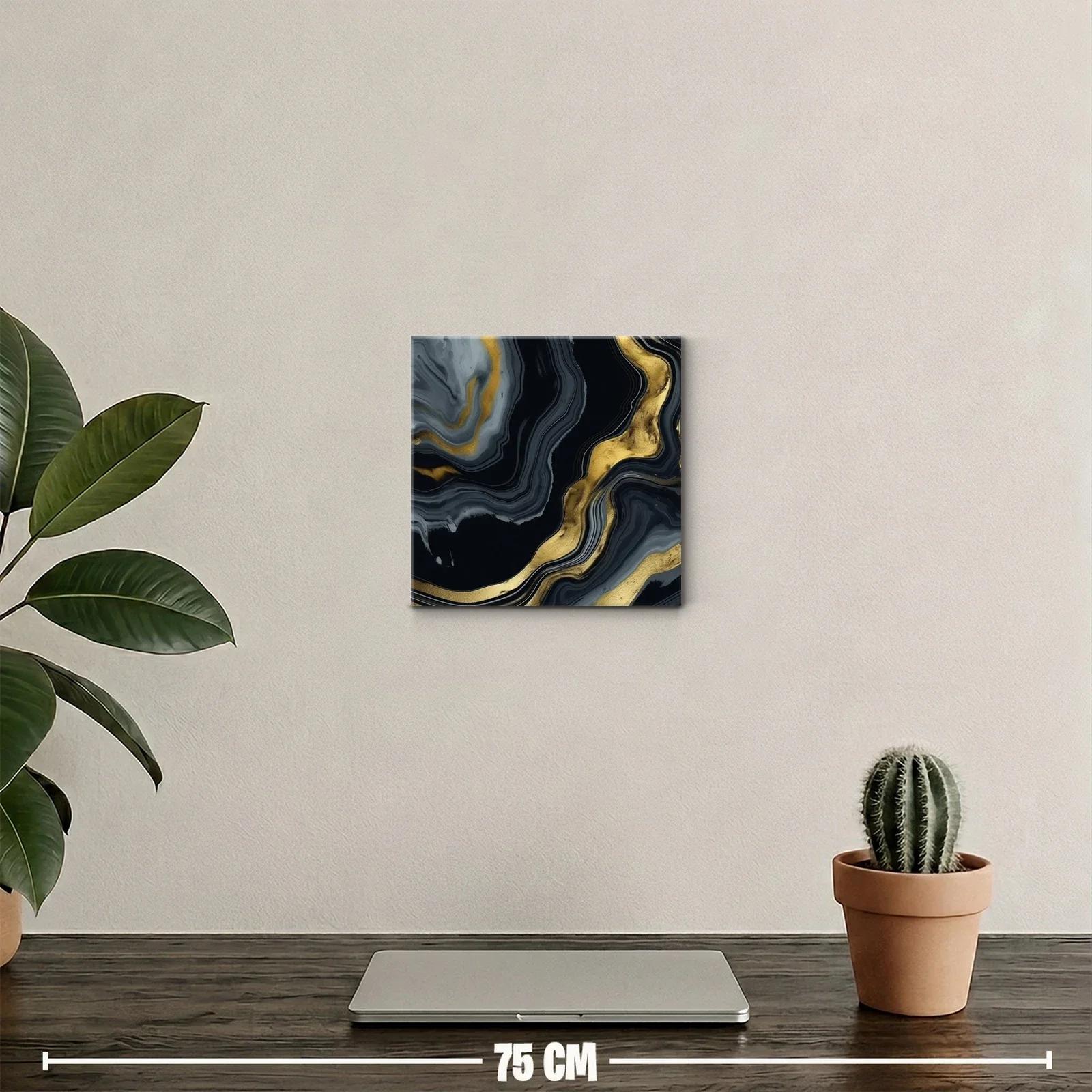 Cuadro decorativo en tonos negros y dorados abstractos — miniatura 2