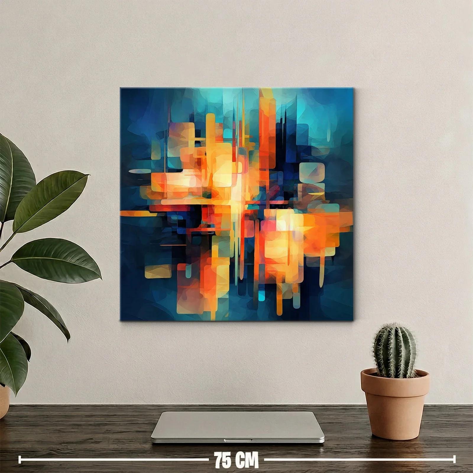 Composición abstracta vibrante en tonos cálidos y fríos — miniatura 2