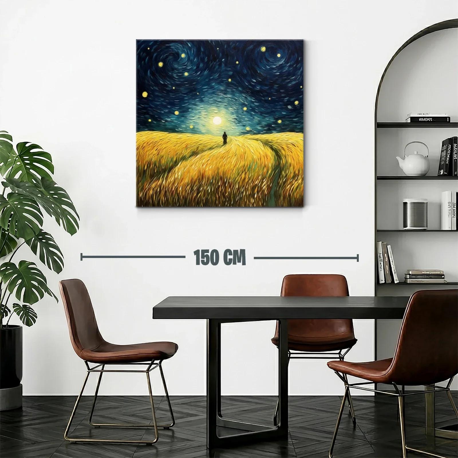 Paisaje nocturno con trigo bajo cielo estrellado — miniatura 2