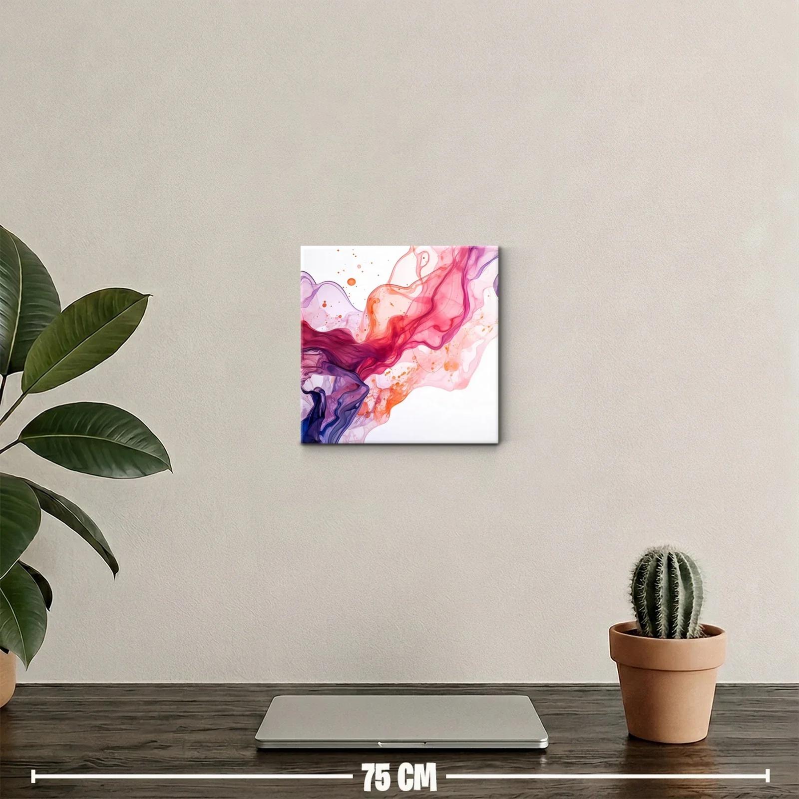 Cuadro decorativo con ondas fluidas en tonos cálidos y púrpuras — miniatura 2