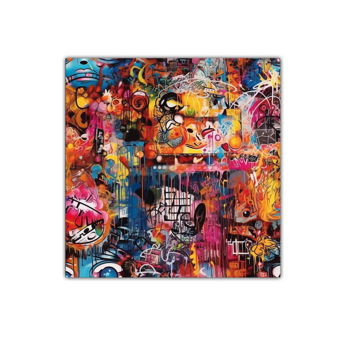 Cuadro de arte urbano con colores vibrantes y formas abstractas — miniatura 1