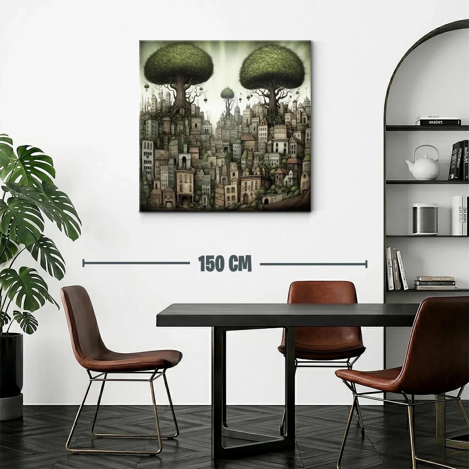 Ciudad entre árboles gigantes con atmósfera onírica — miniatura 2