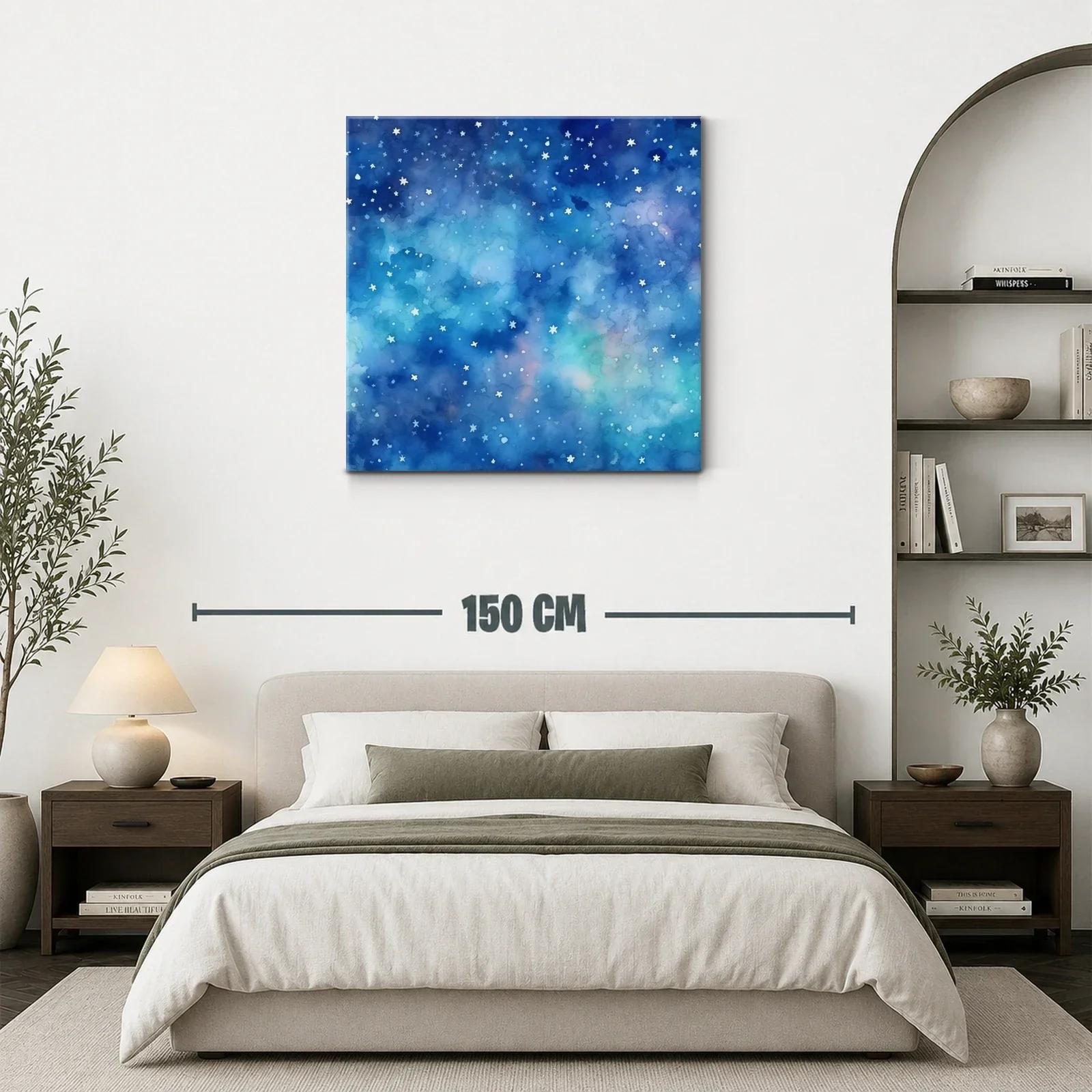 Cuadro abstracto con cielo estrellado y tonos azules — miniatura 3