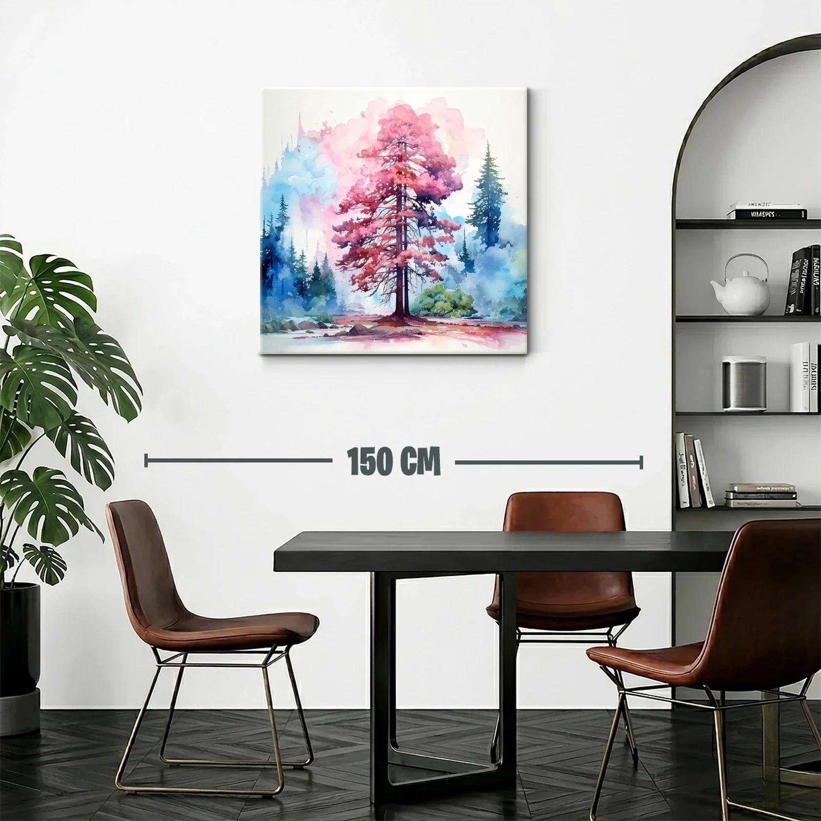 Árbol en tonos rosas y azules con efecto acuarela — miniatura 2