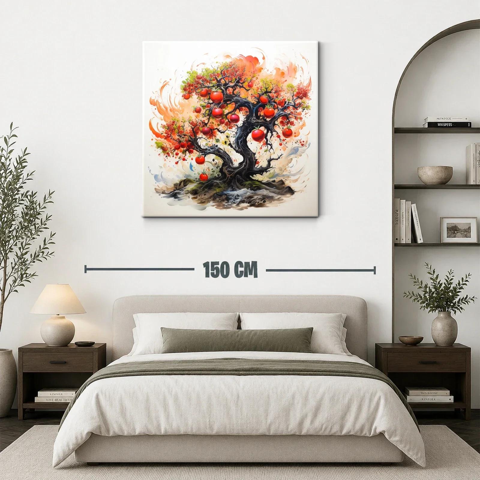 Árbol frutal vibrante con tonos cálidos y rojizos — miniatura 3