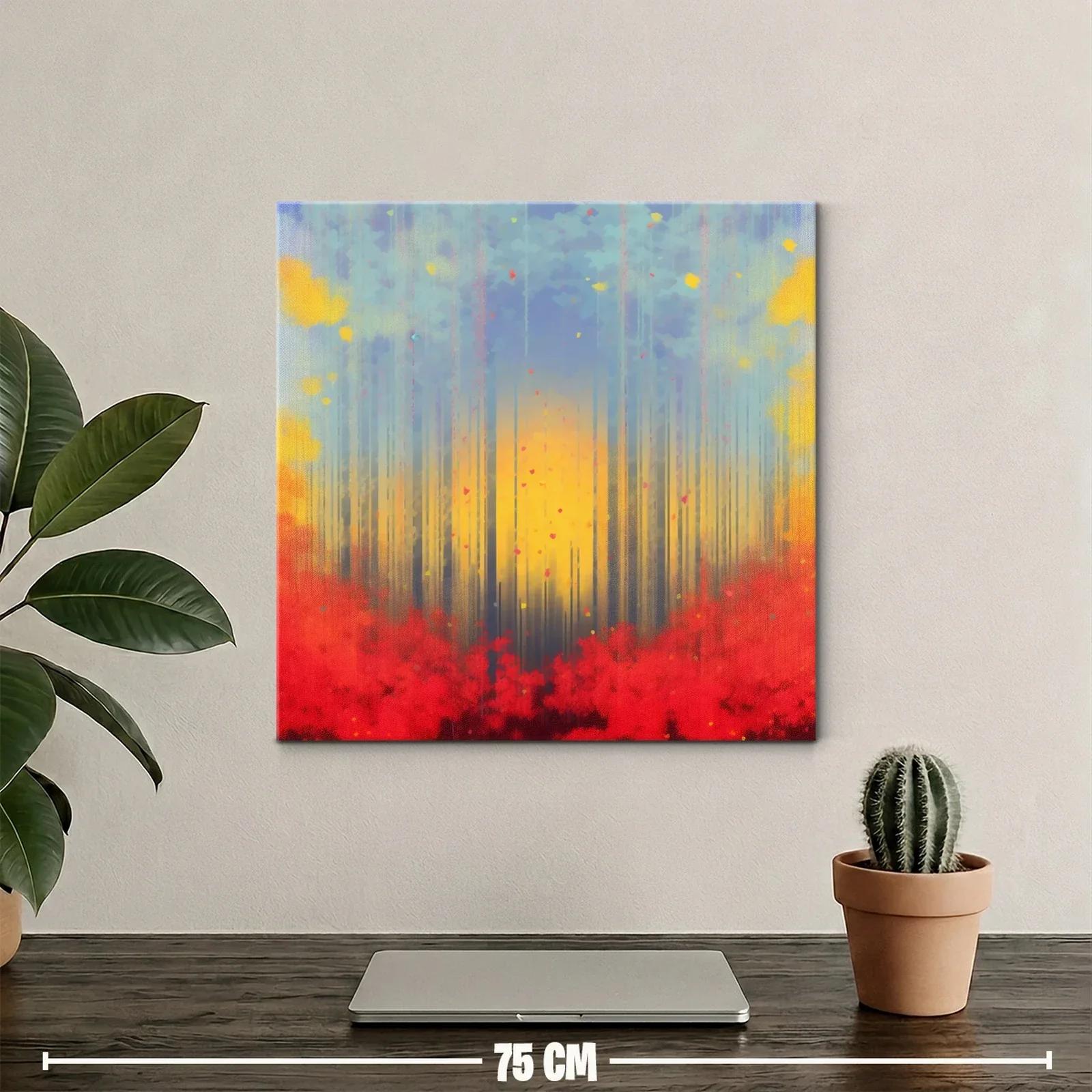Bosque abstracto con tonos cálidos y fríos en armonía — miniatura 2