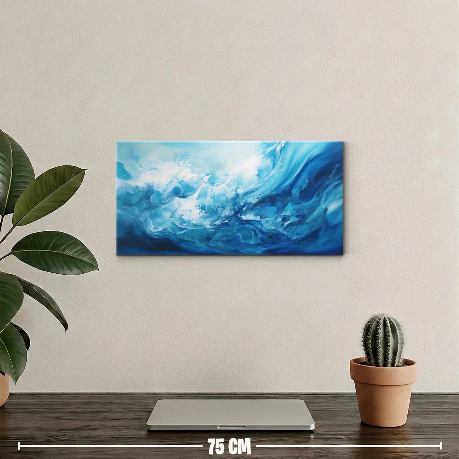 Cuadro olas abstractas azules con barrido ondulante — miniatura 2
