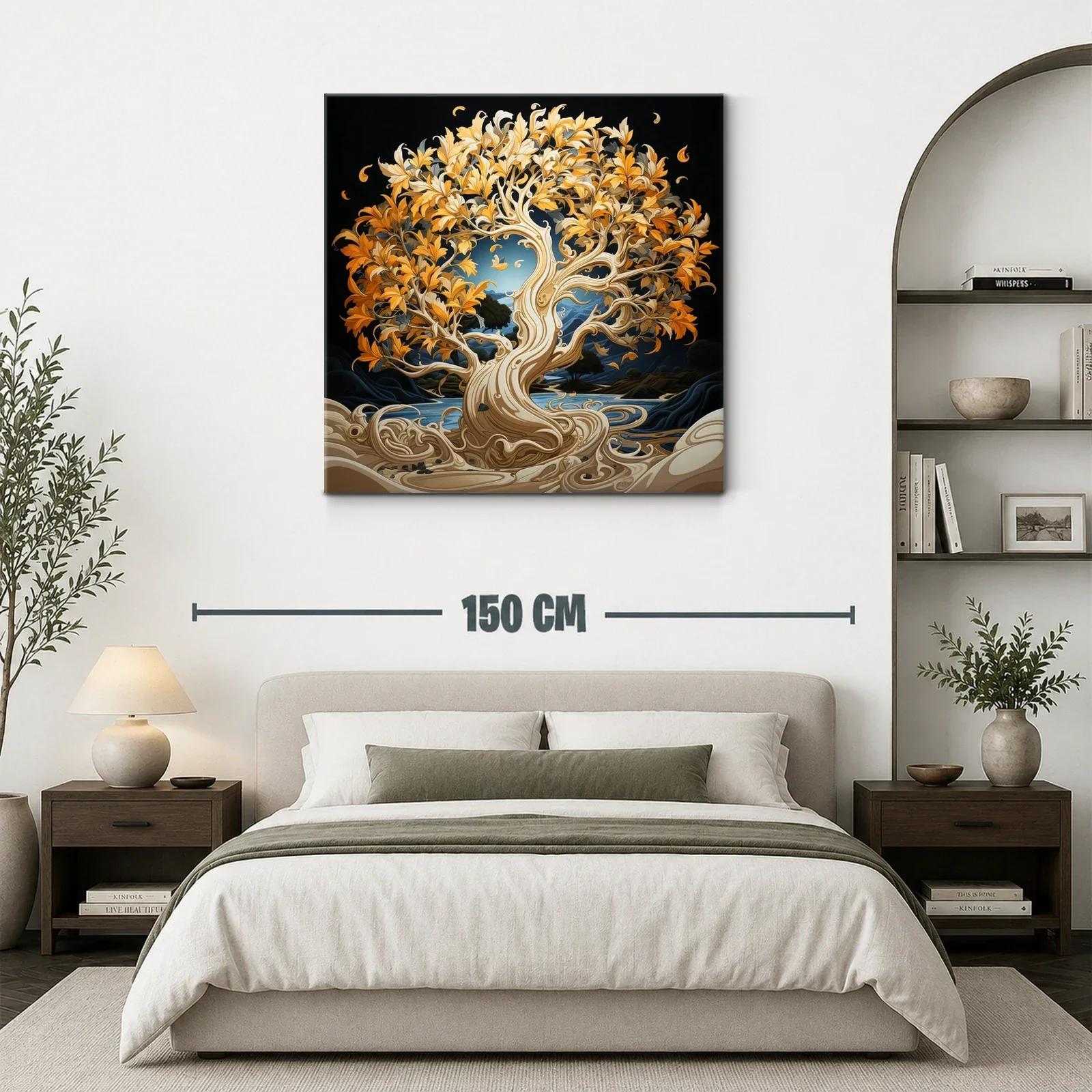 Árbol dorado en paisaje onírico con detalles fluidos — miniatura 3
