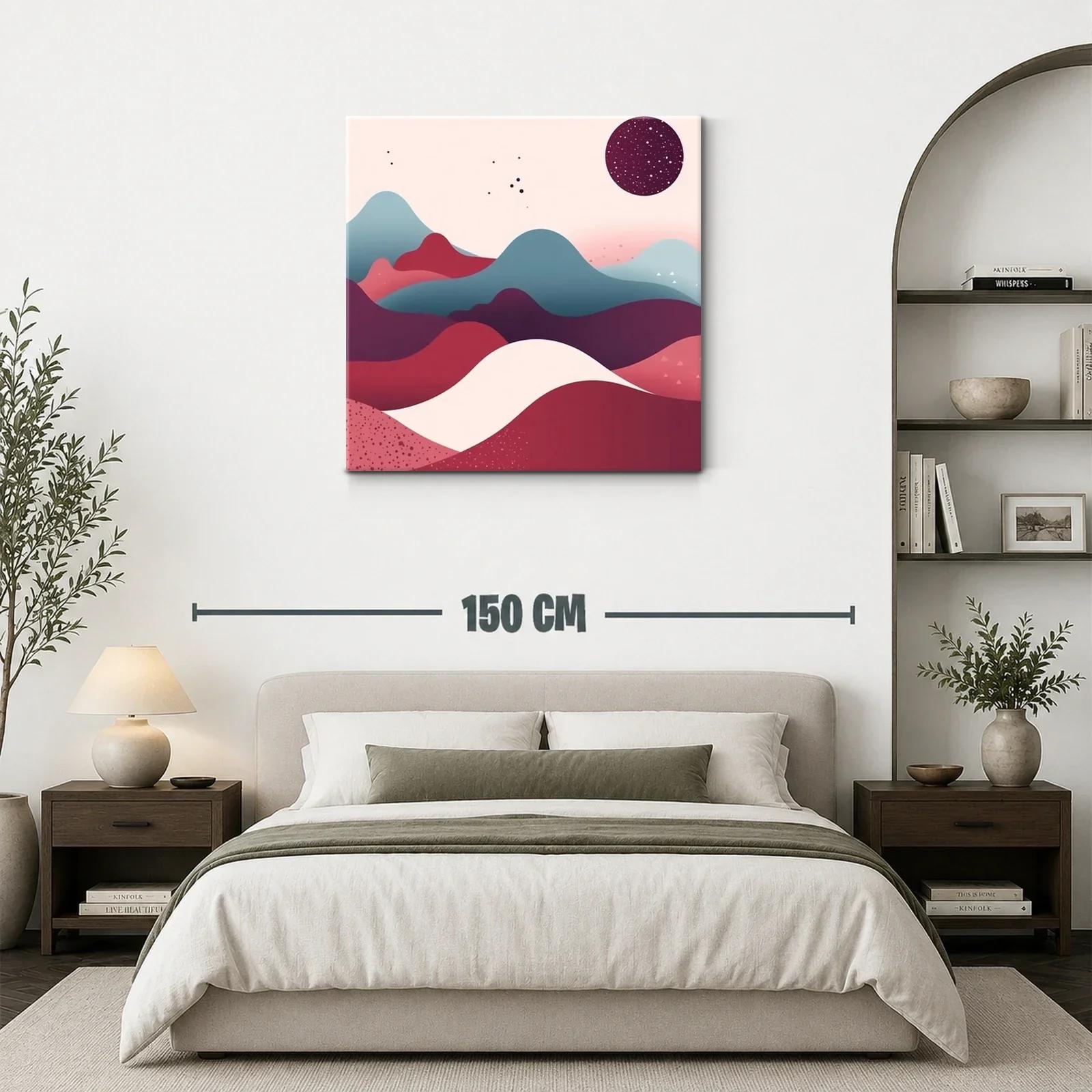 Paisaje abstracto en tonos cálidos y fríos con esfera estrellada — miniatura 3