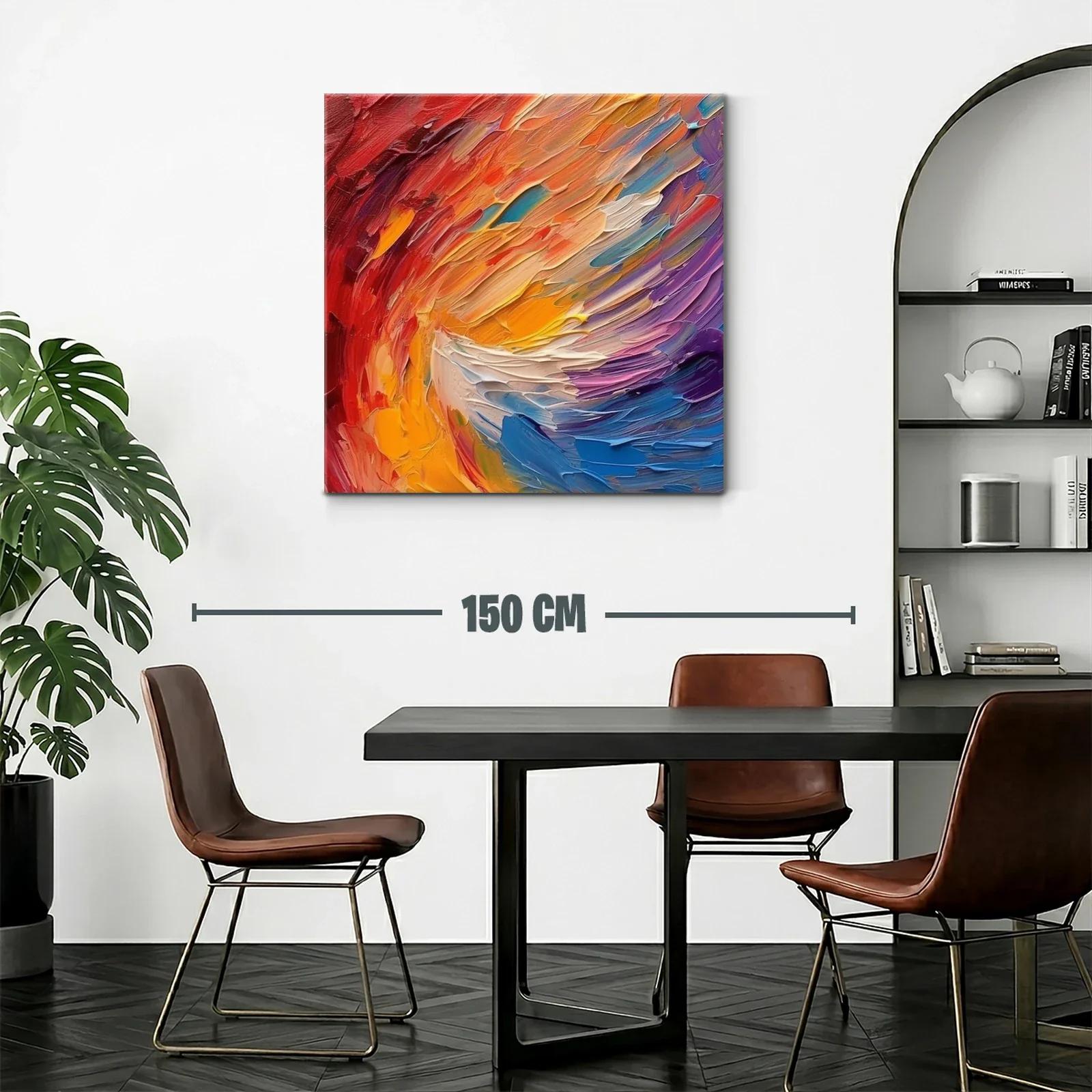 Cuadro abstracto enérgico con vibrantes tonos cálidos y fríos — miniatura 2