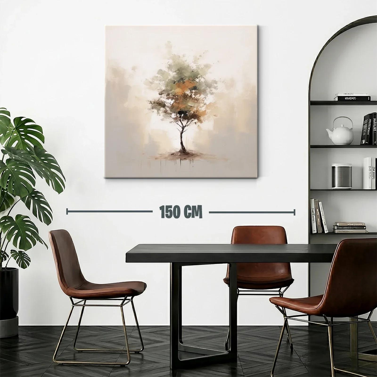 Cuadro abstracto de árbol con tonos neutros y tierra — miniatura 2