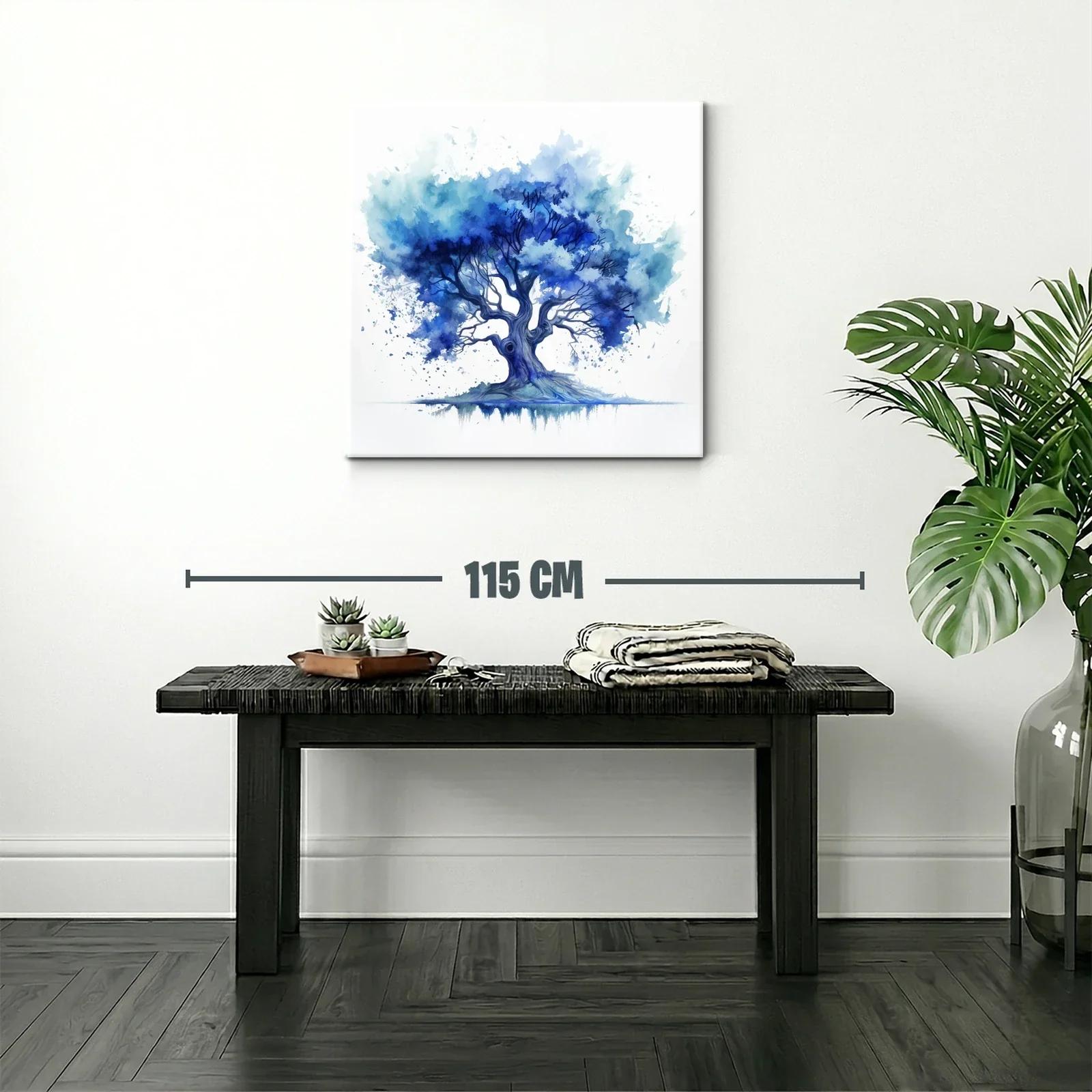 Árbol en tonos azules con estilo acuarela moderno — miniatura 2
