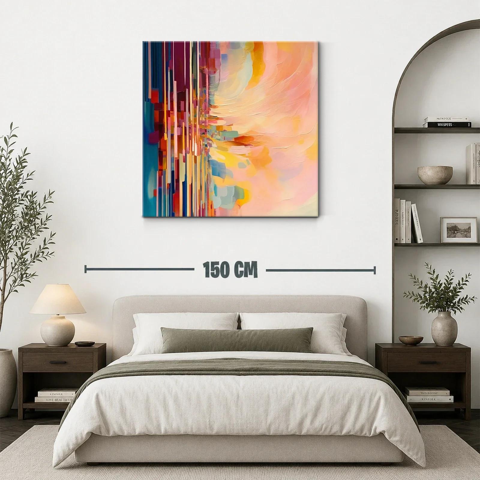 Cuadro abstracto con vibrantes tonos cálidos y fríos — miniatura 3