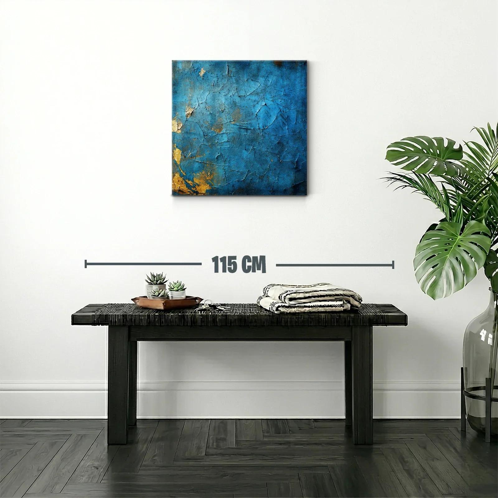 Arte abstracto en textura azul con detalles dorados — miniatura 2