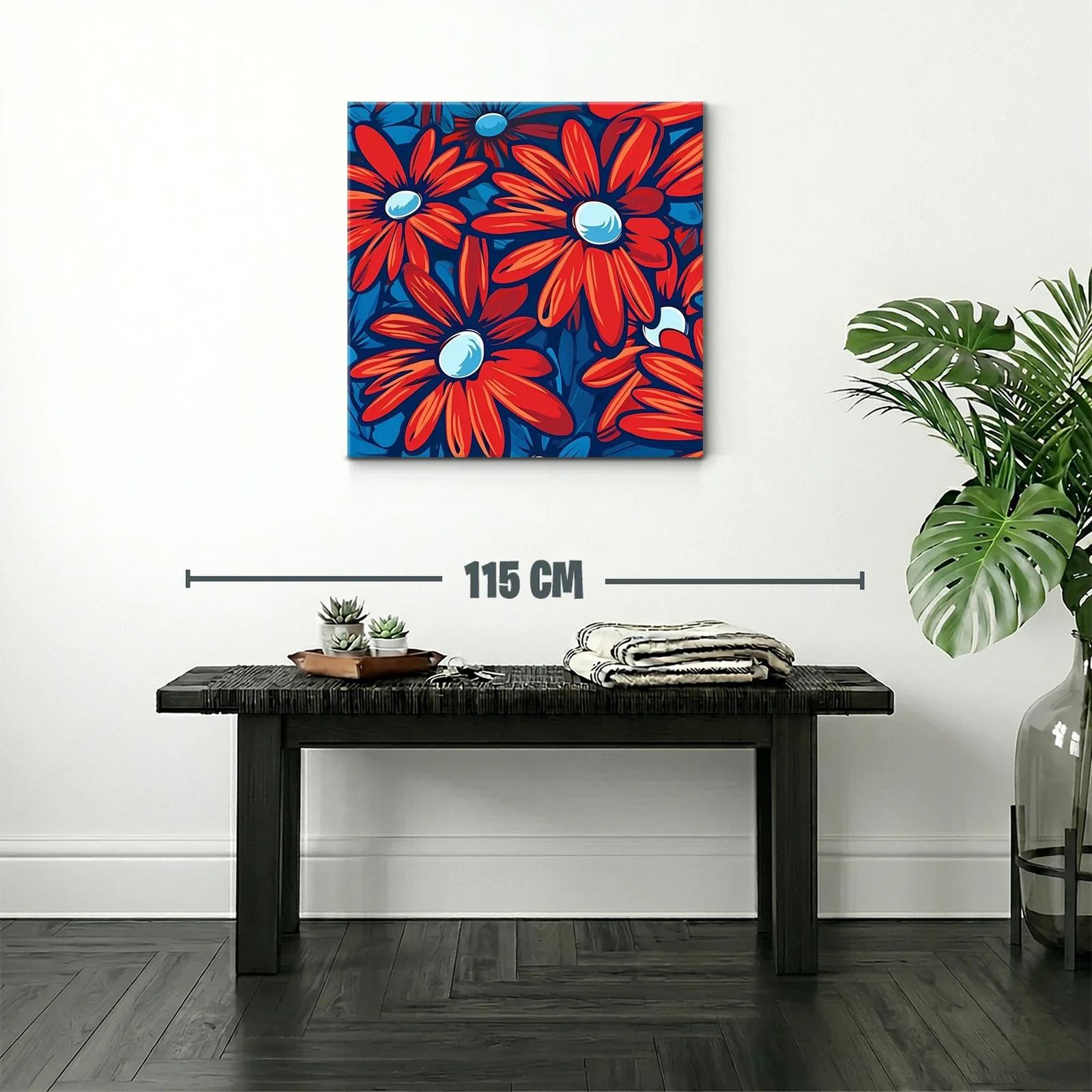 Flores vibrantes en tonos rojos y azules intensos — miniatura 2