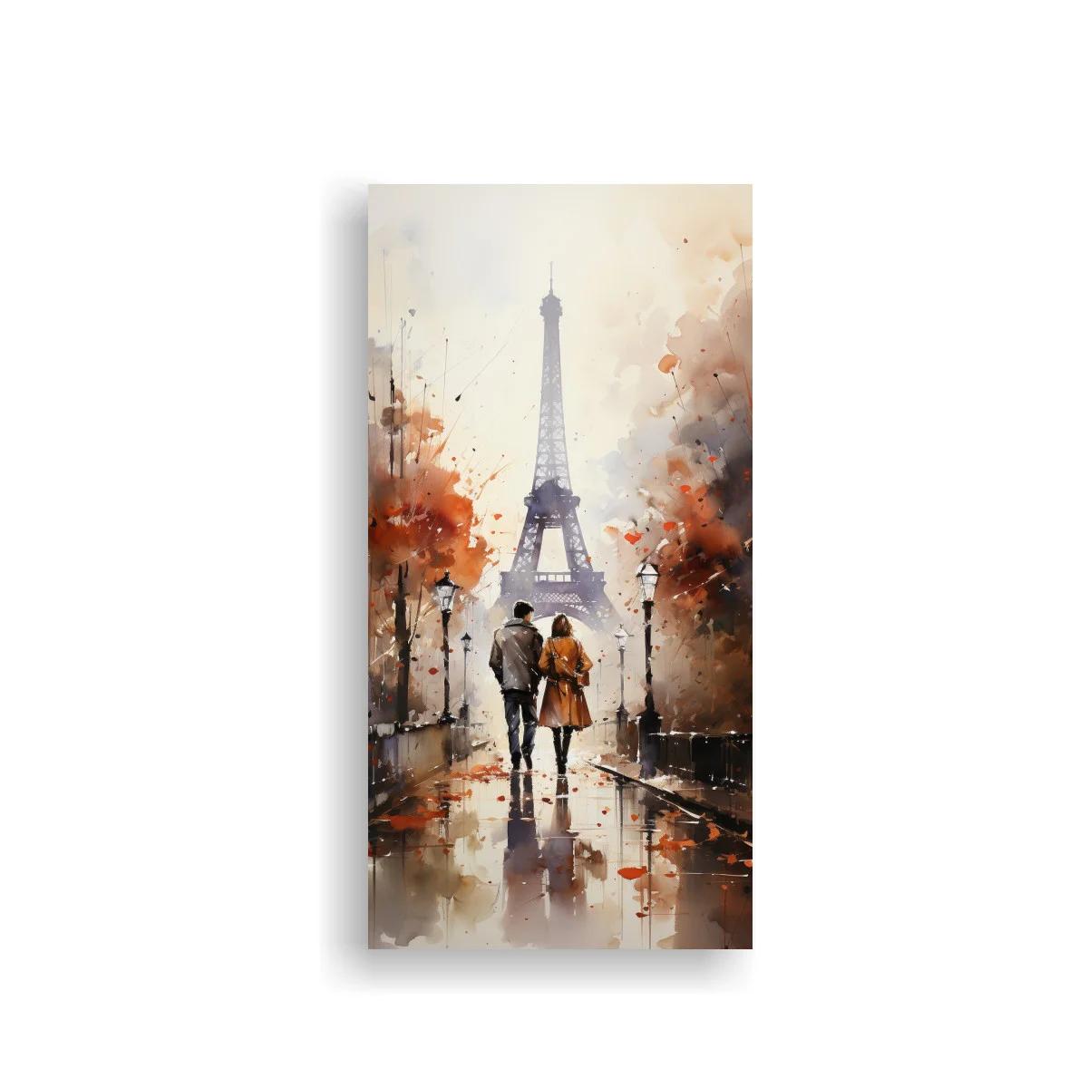 Cuadro Torre Eiffel con paseo otoñal y farolas — imagen principal