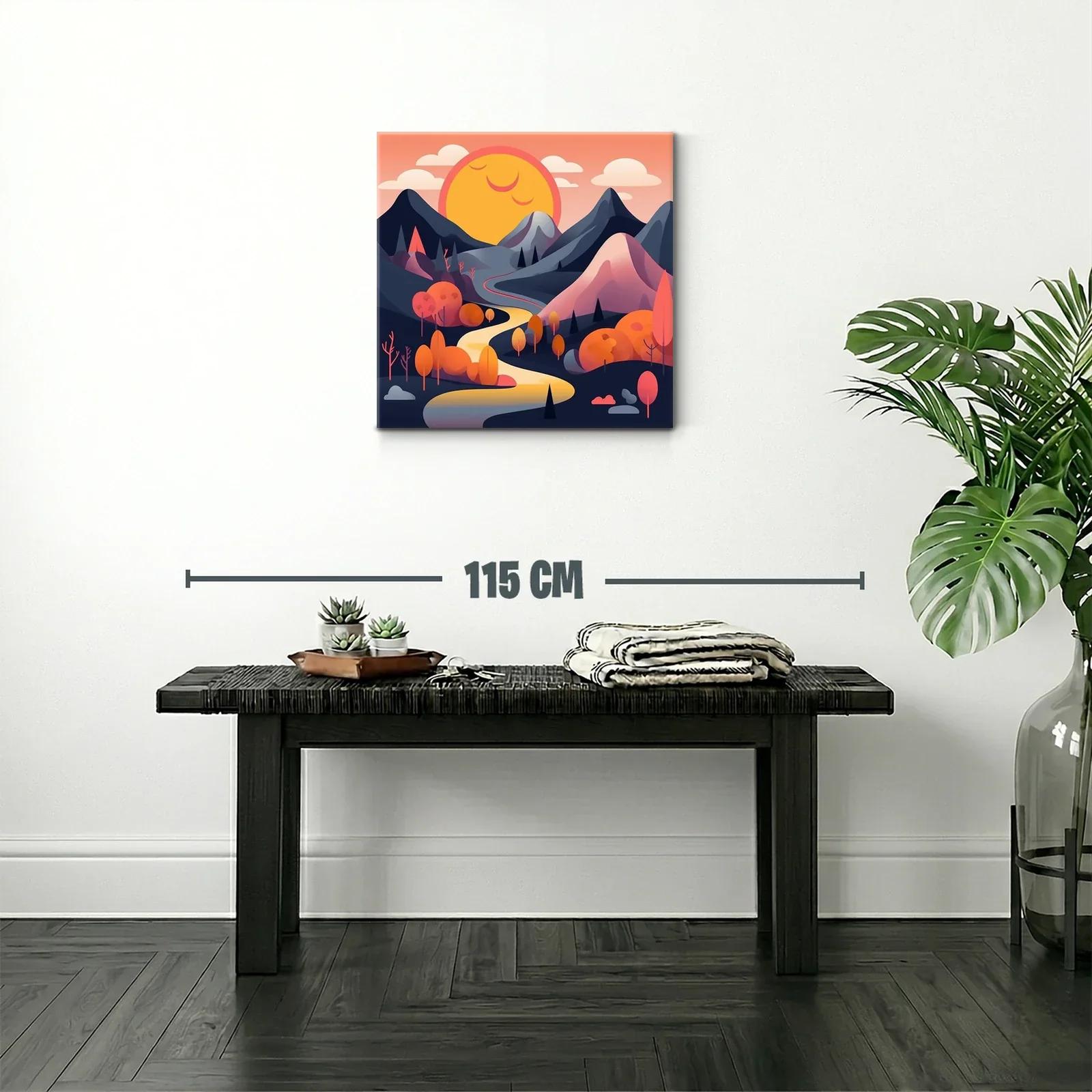 Paisaje sereno con camino y sol radiante al atardecer — miniatura 2