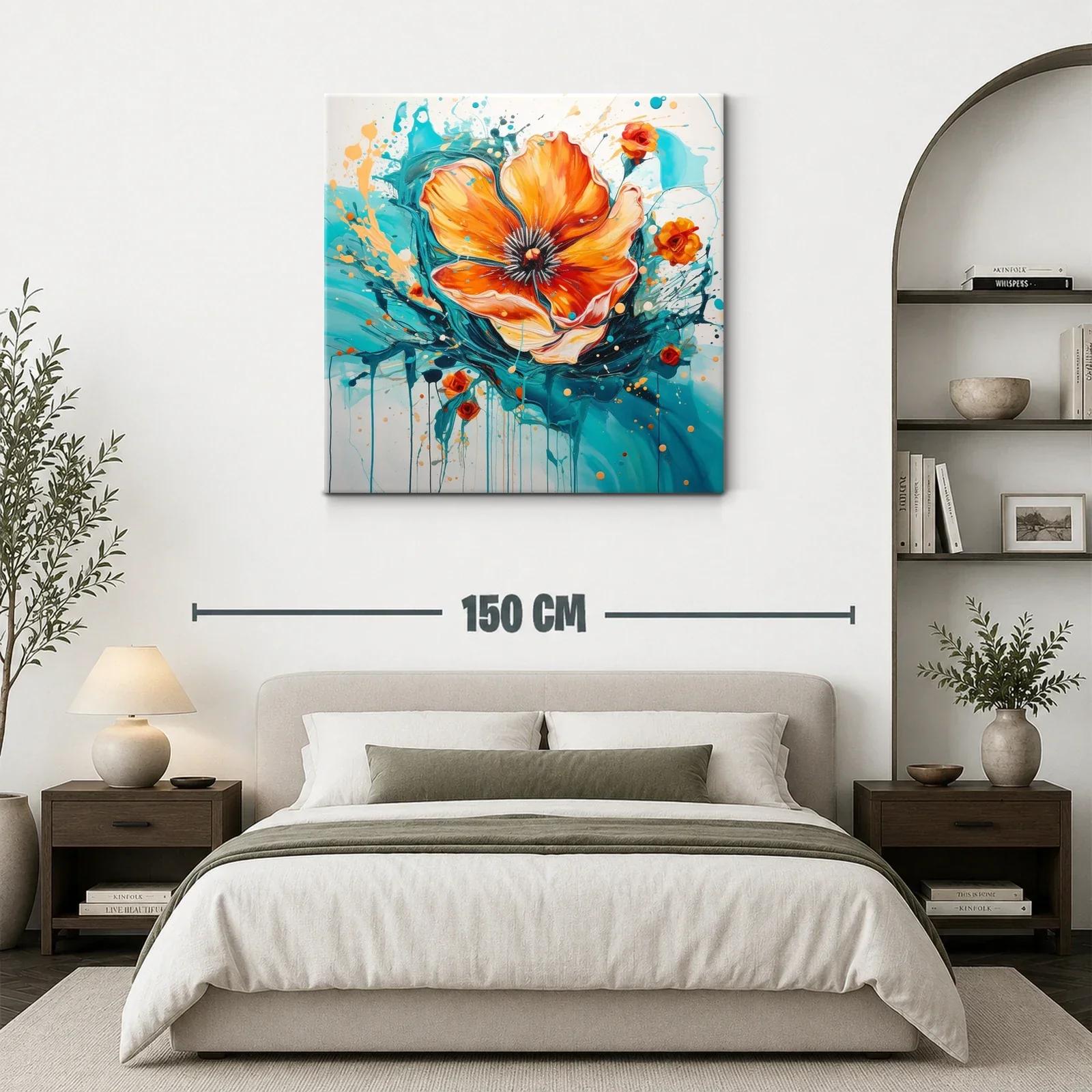Flor vibrante en tonos turquesa y naranja dinámicos — miniatura 3